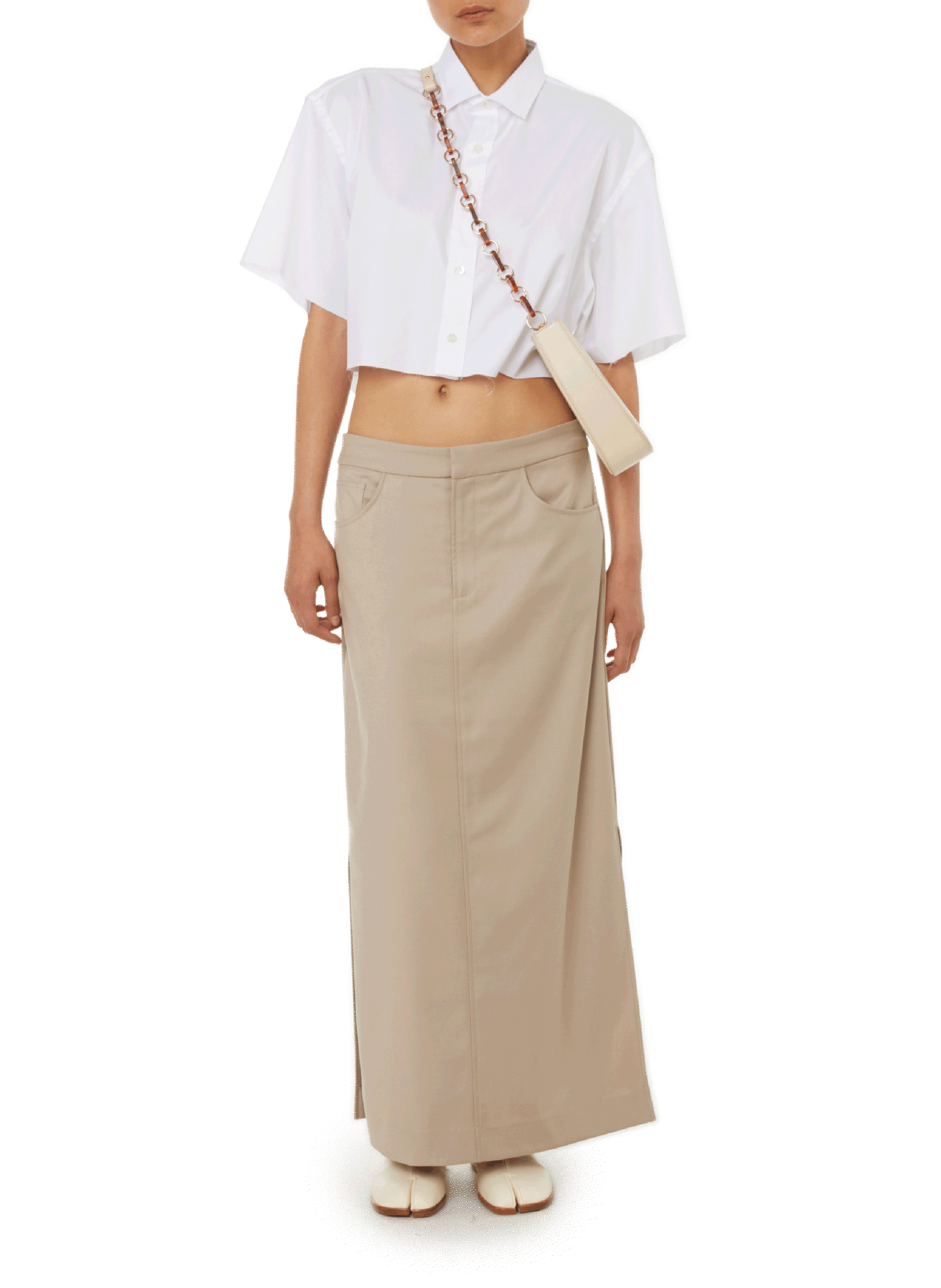 Cropped cotton shirt HOMMEGIRLS White
