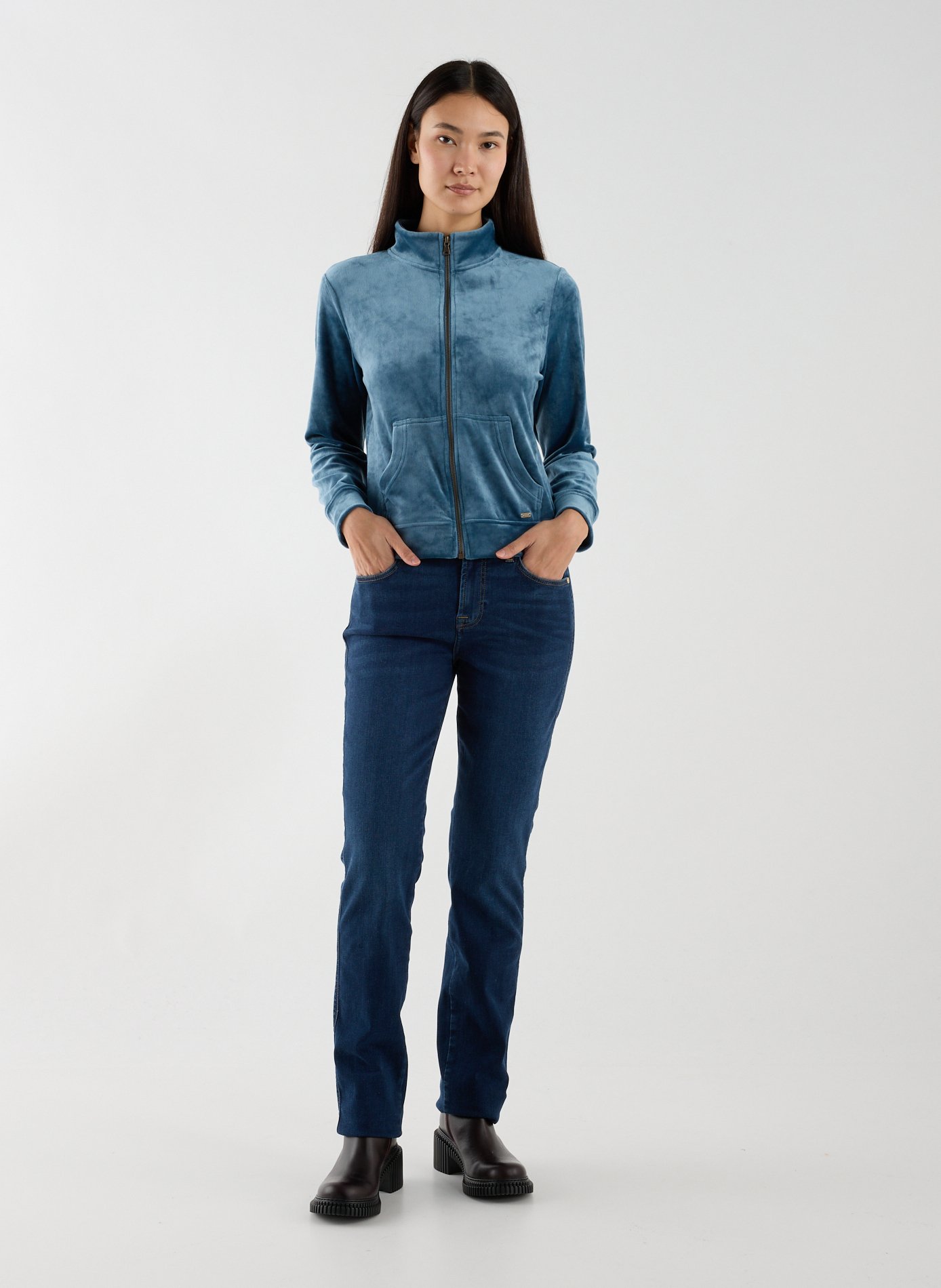 Gilet court en velours BANANA MOON Bleu