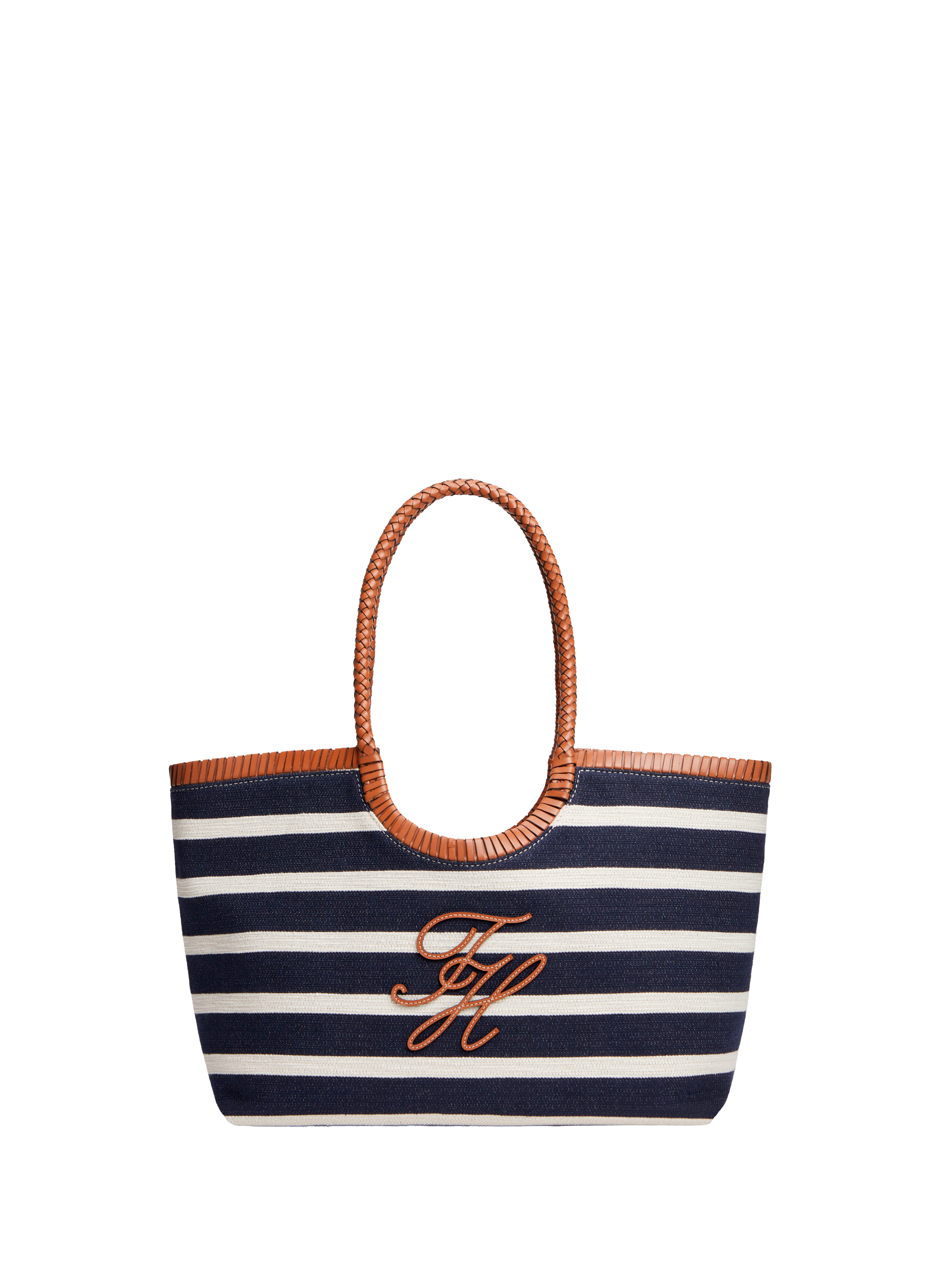 Tote bag rayé à logo texturé en coton mélangé TOMMY HILFIGER Bleu