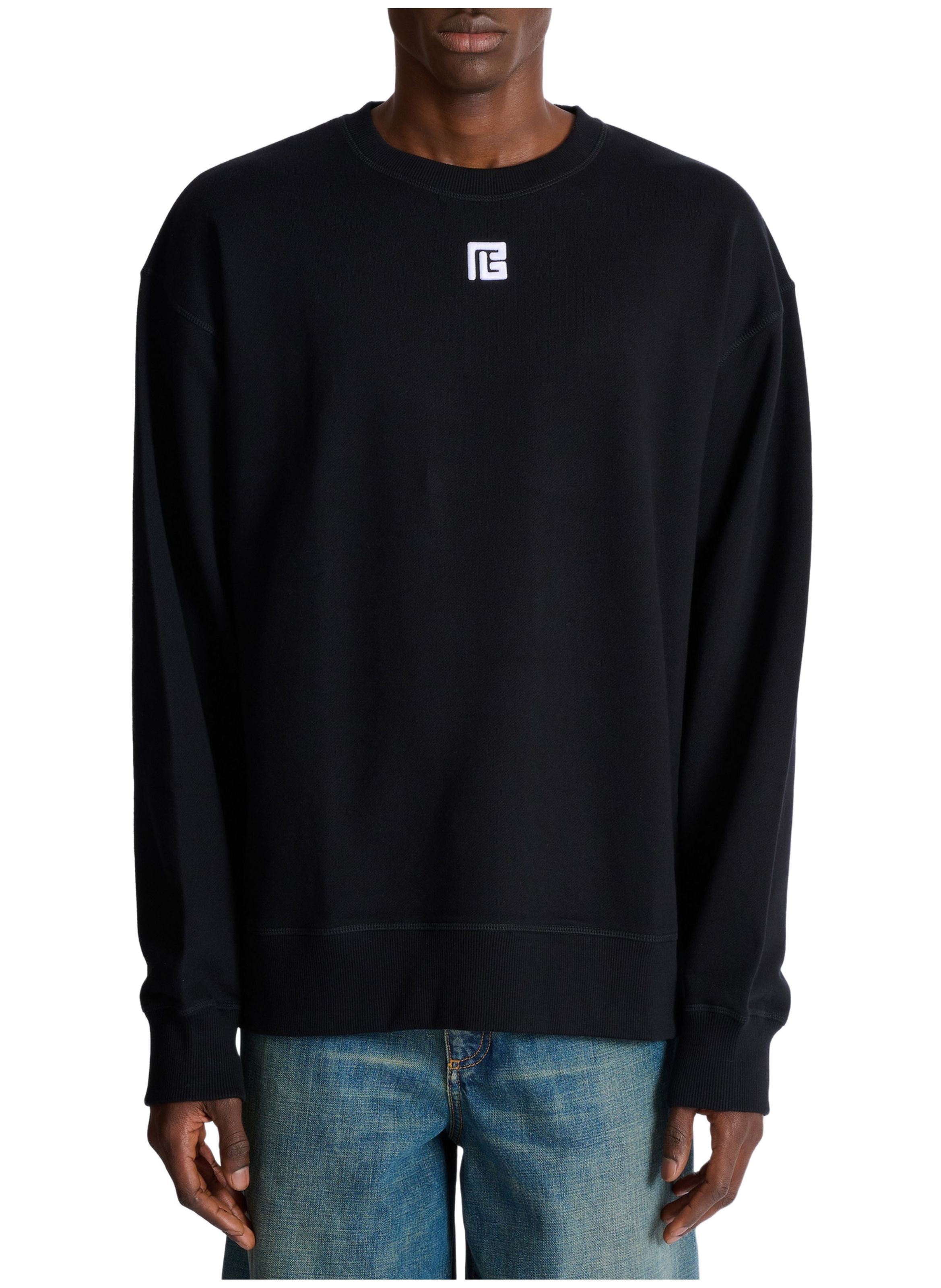 Sweatshirt en coton avec broderie pb BALMAIN Noir