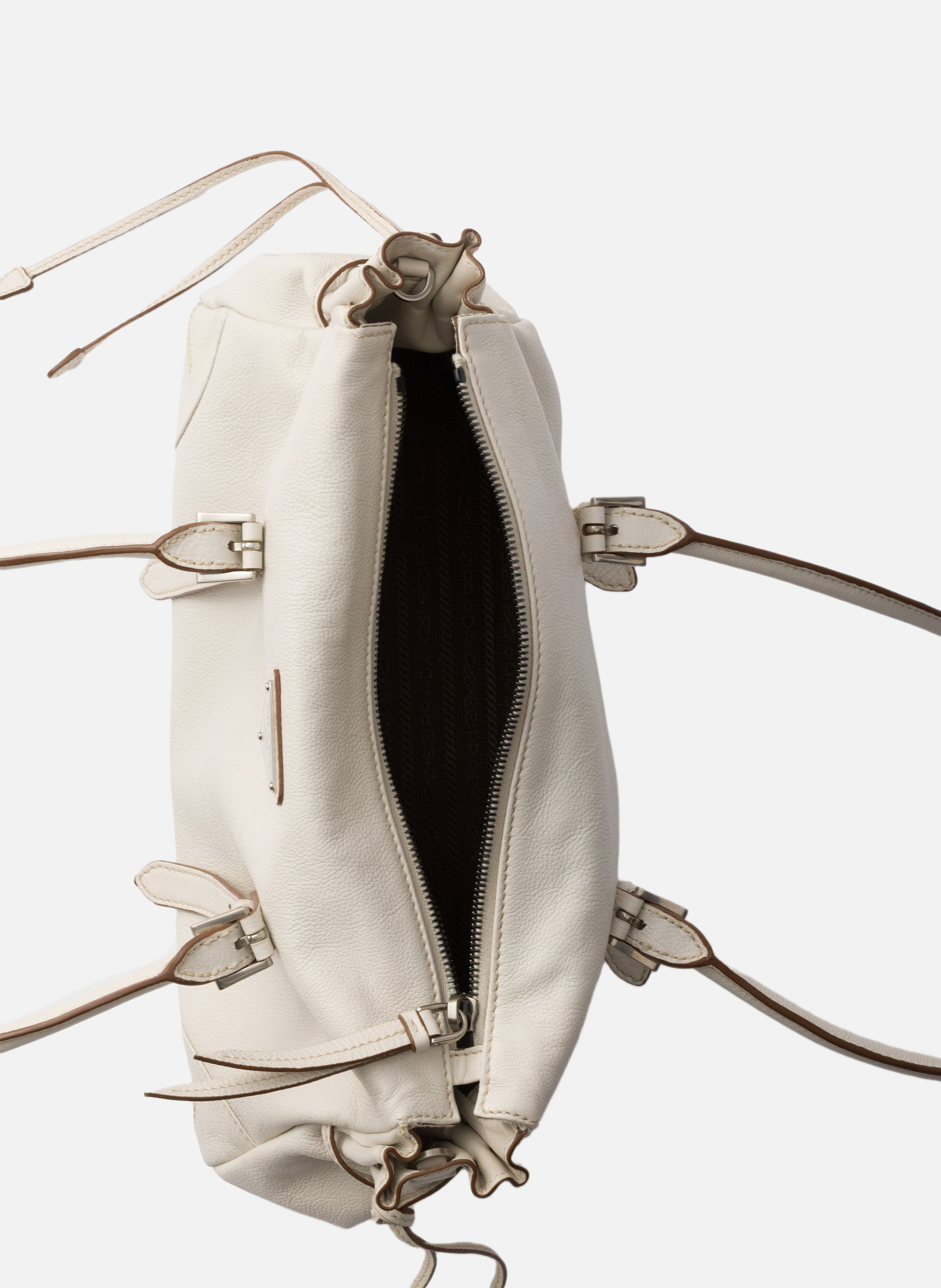 Cabas prada bonnie en cuir vieilli de taille moyen PRADA Beige