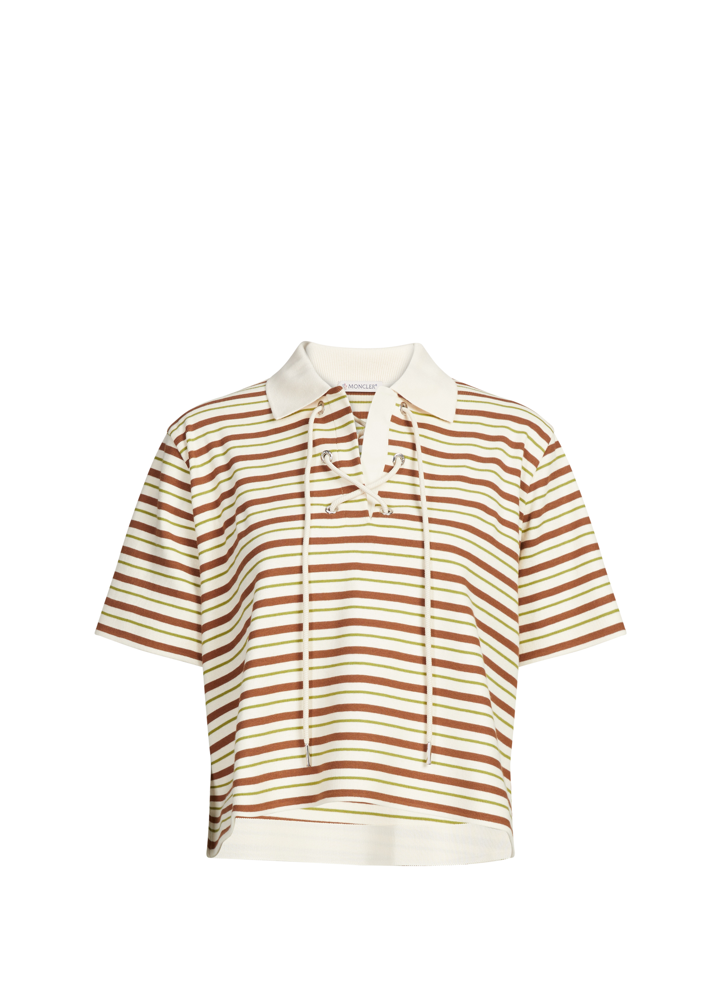 Polo manches courtes à rayures en coton MONCLER Beige