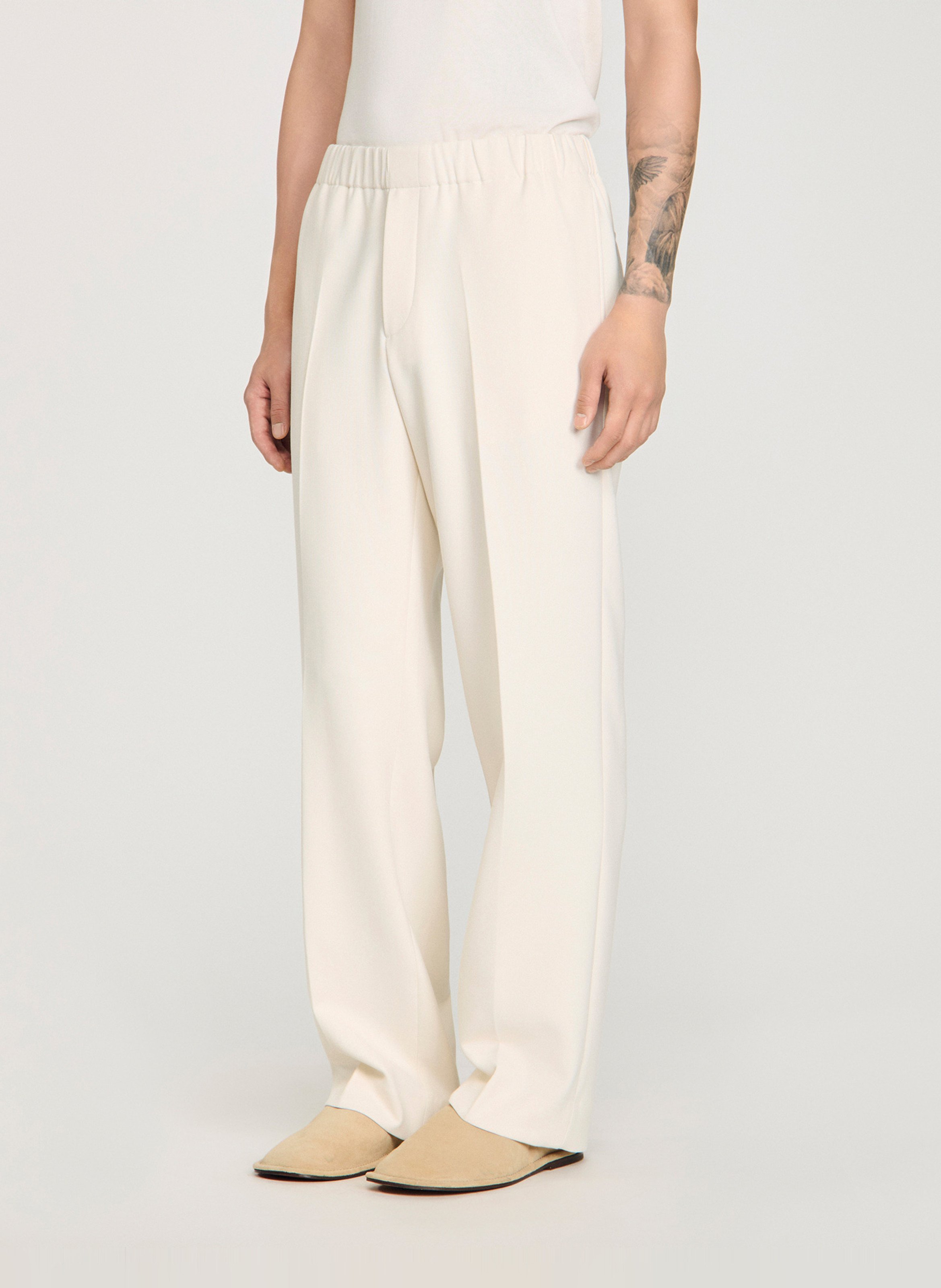 Pantalon large en jersey  Ecru