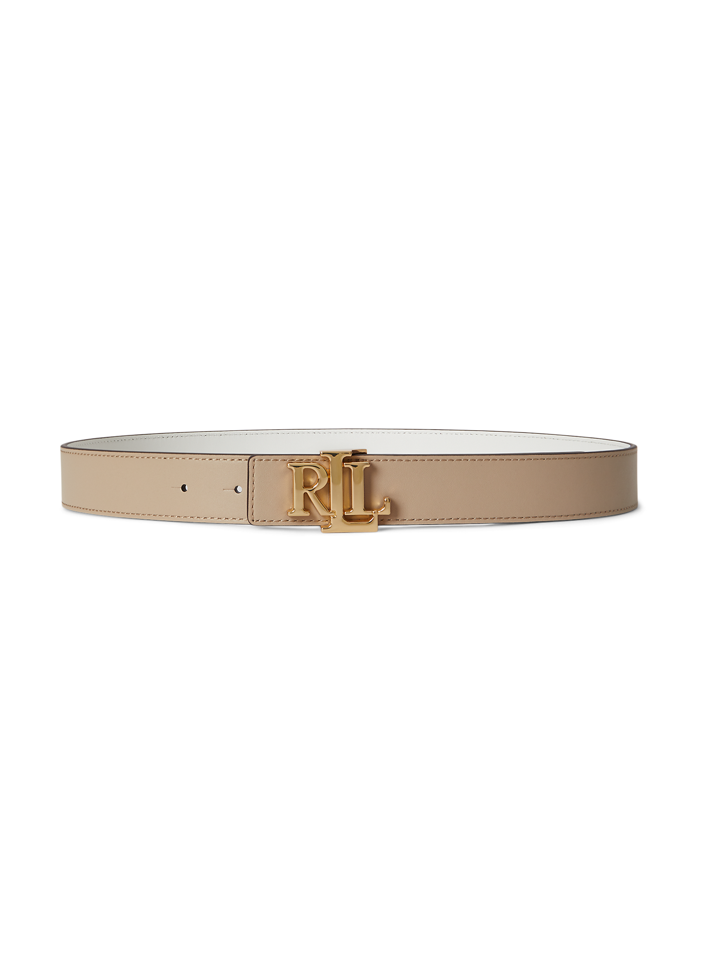 Cinturón reversible con logo de cuero LAUREN Blanco