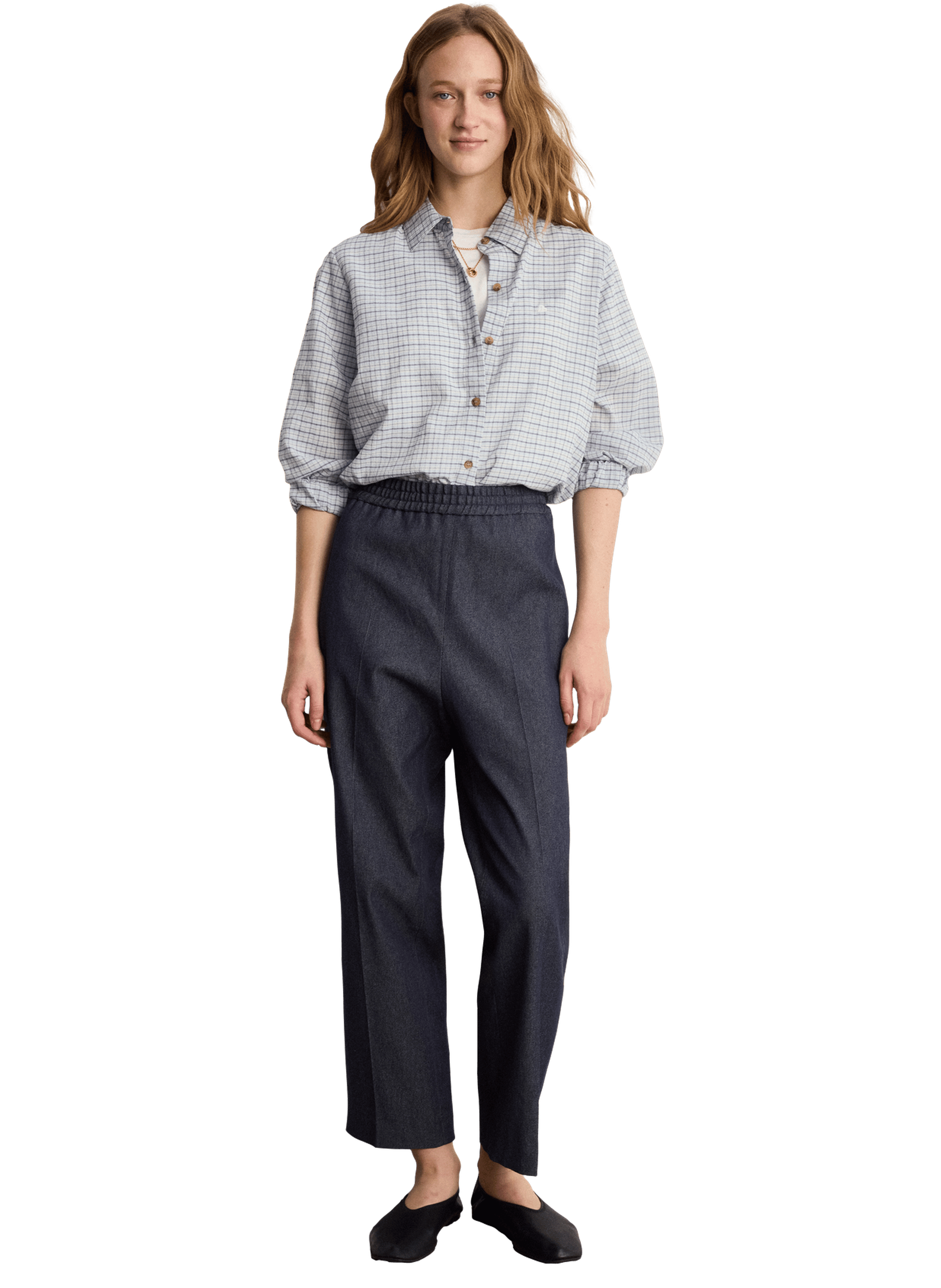 Pantalon droit en denim 7/8 - bilgie PABLO Bleu