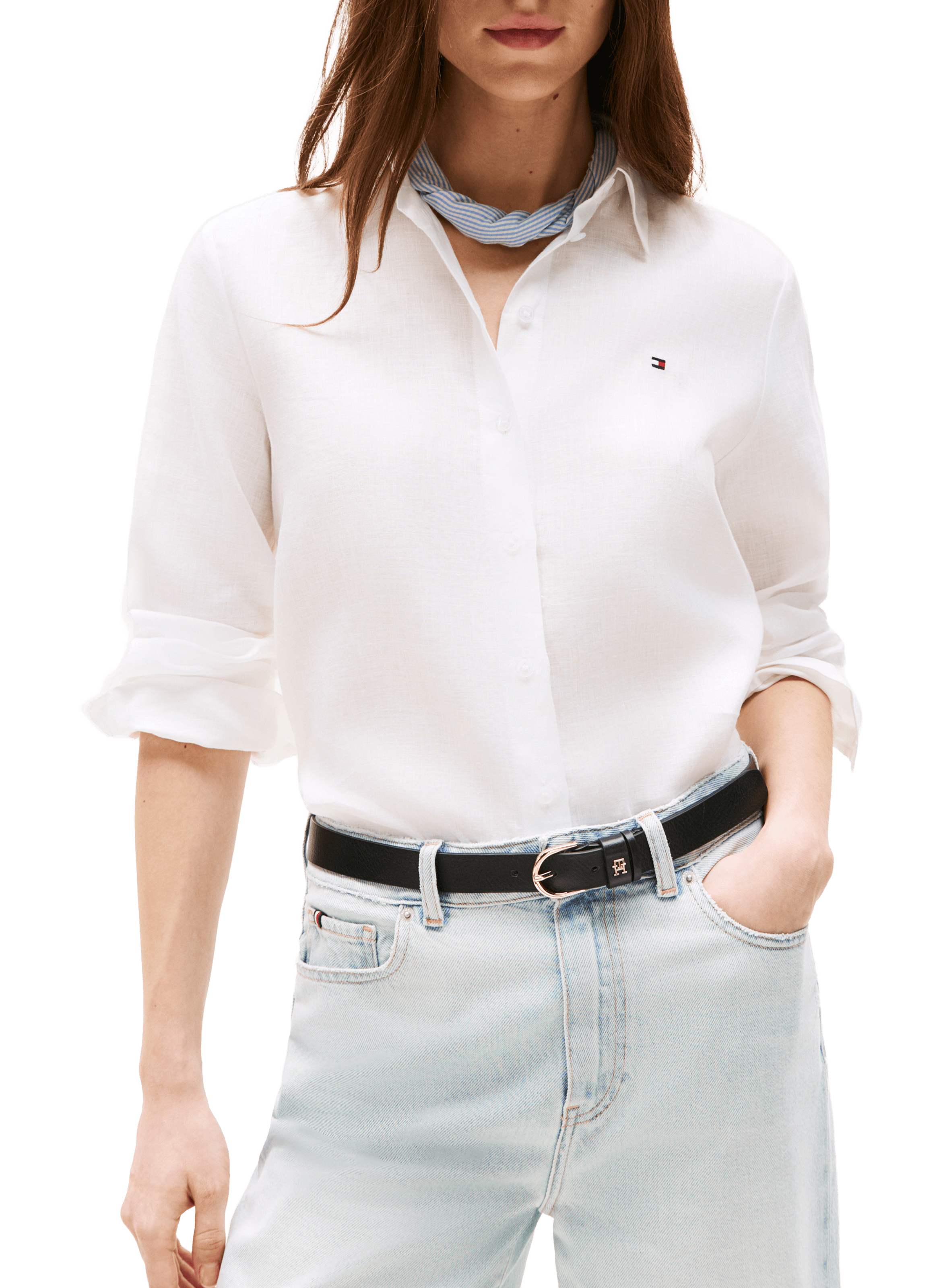 Chemise rayée en lin TOMMY HILFIGER Blanc