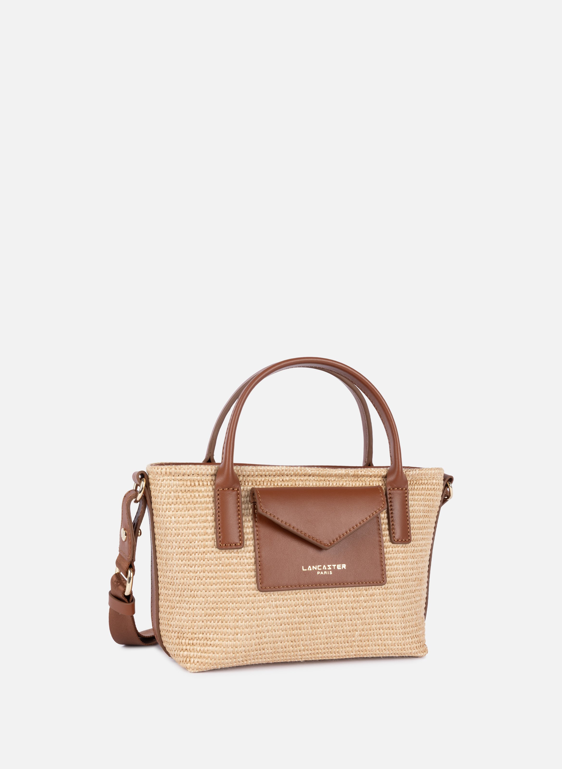 Mini sac cabas main - kba marinière osier LANCASTER Marron