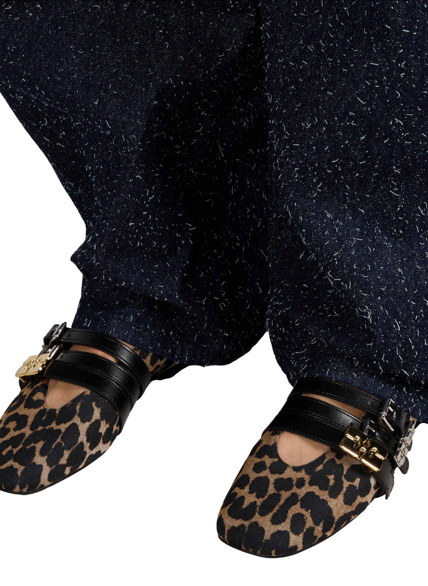 Ballerines imprimé léopard en coton mélangé GANNI Multicolore