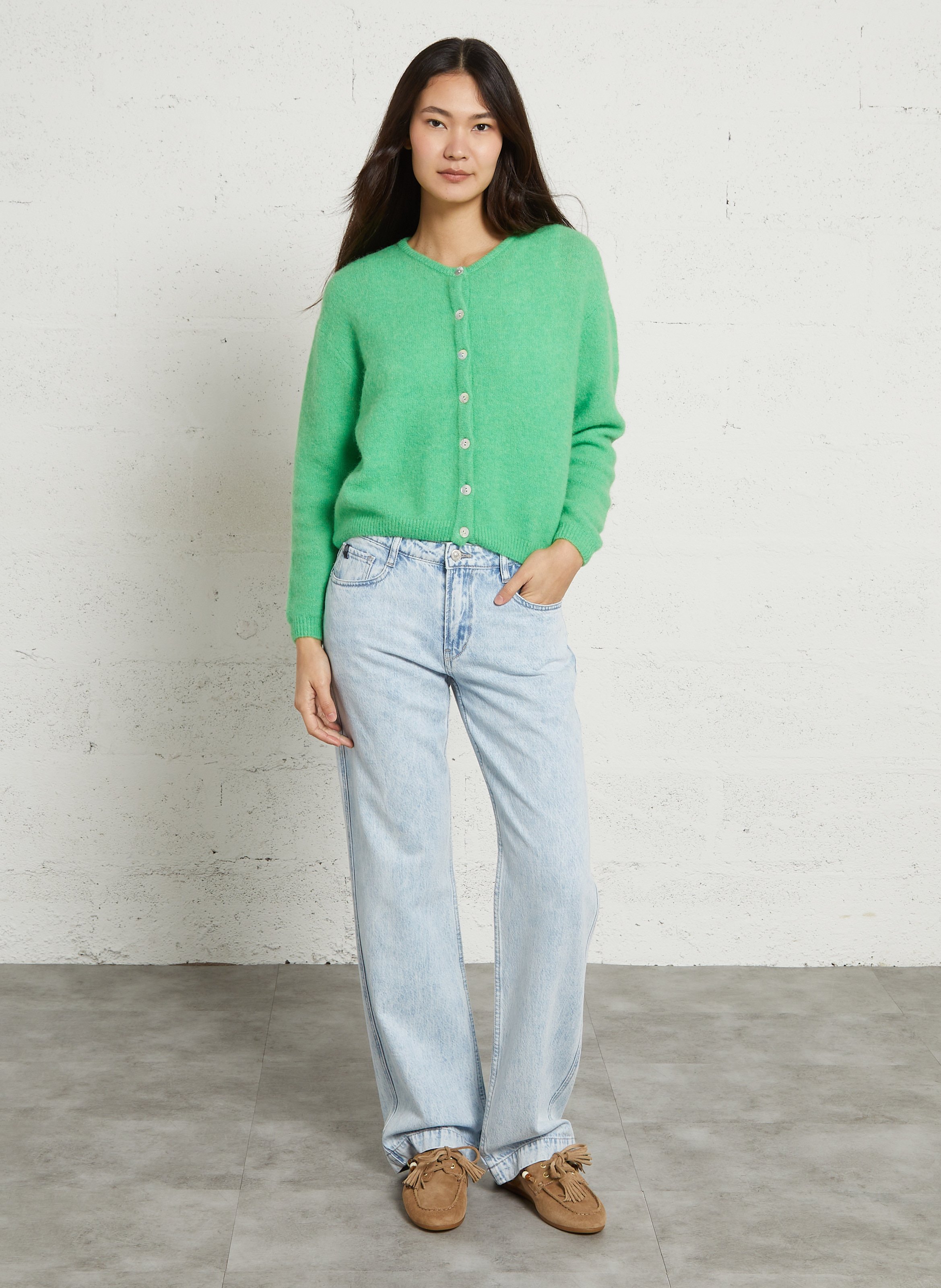 Gilet ample col rond en laine mélangée vitow AMERICAN VINTAGE Vert