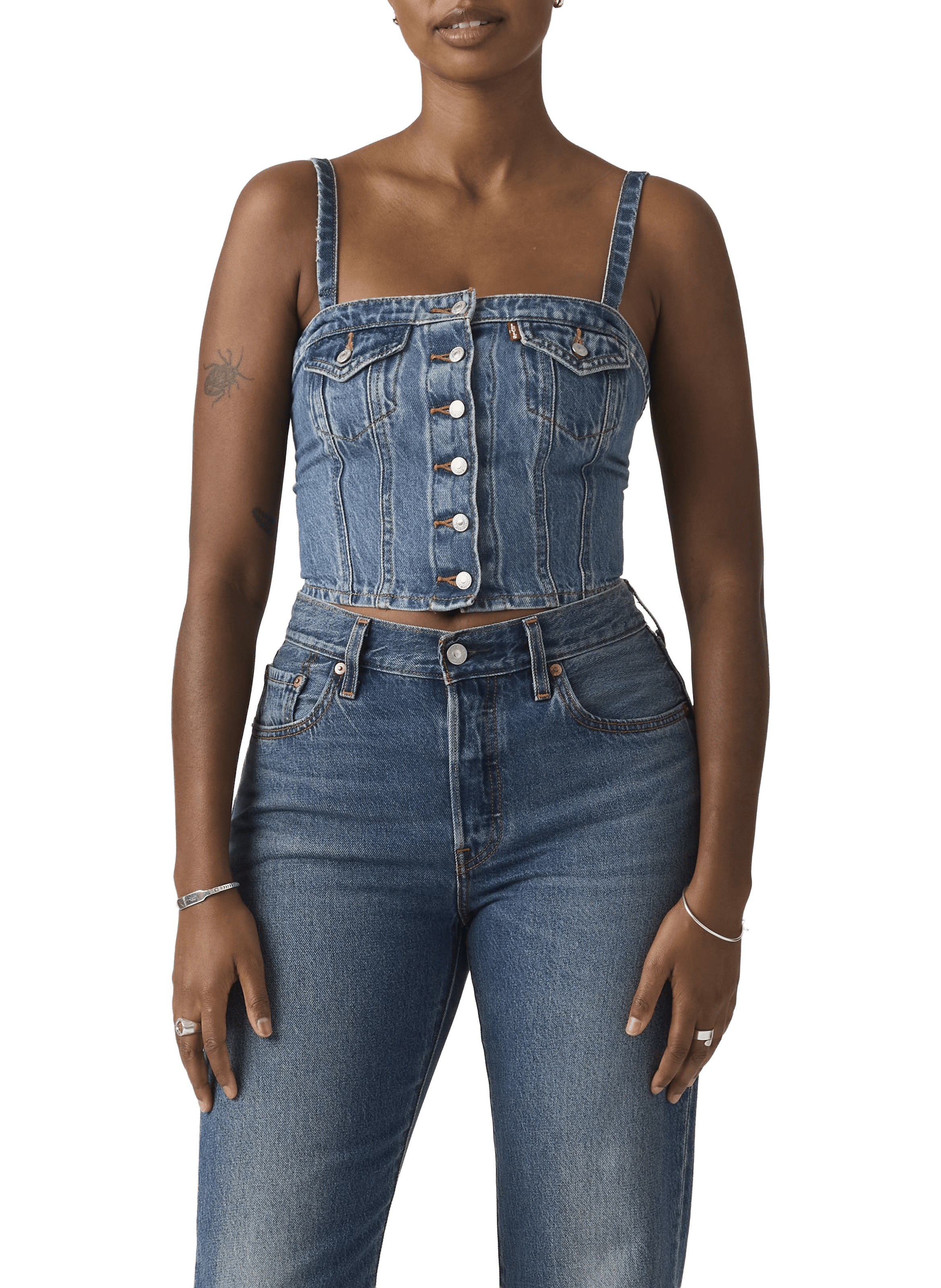 Top bustier délavé en coton LEVI'S Blue