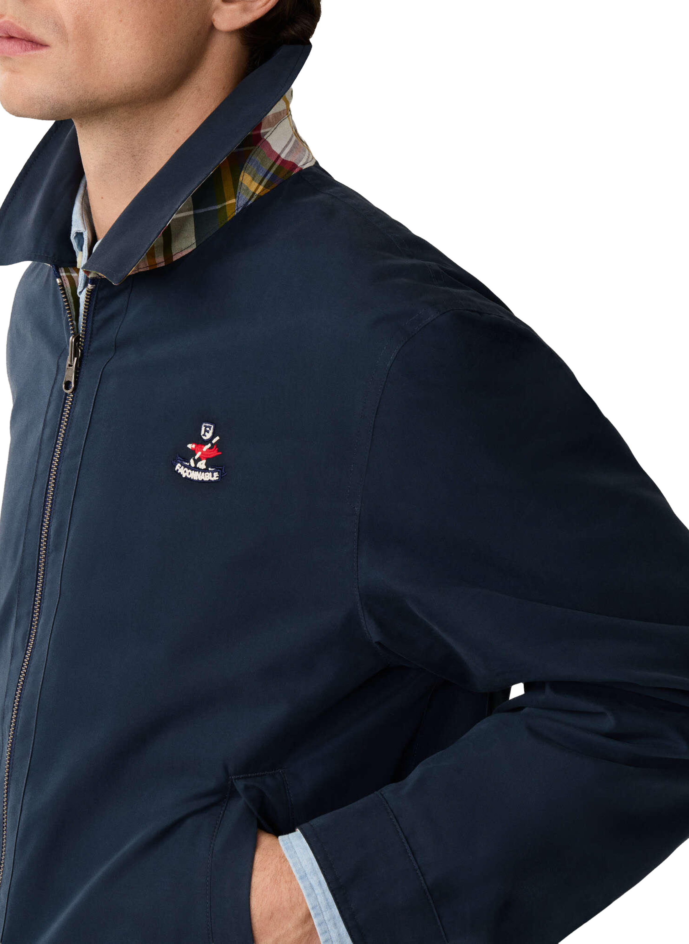 Reversible jacket in mixed linen and cotton FACONNABLE Blue