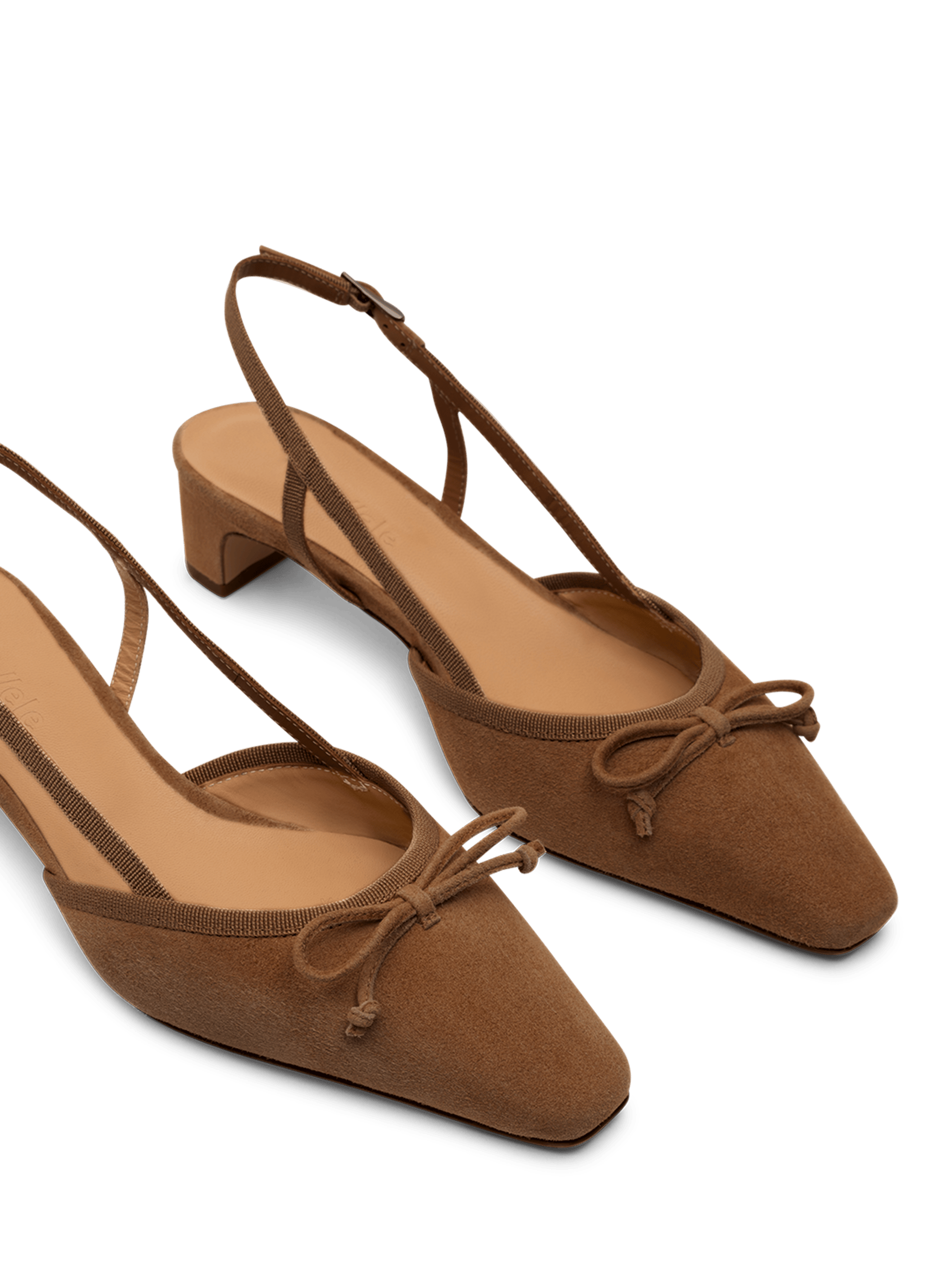 Sling back agata en chevre velours PARALLELE Marron