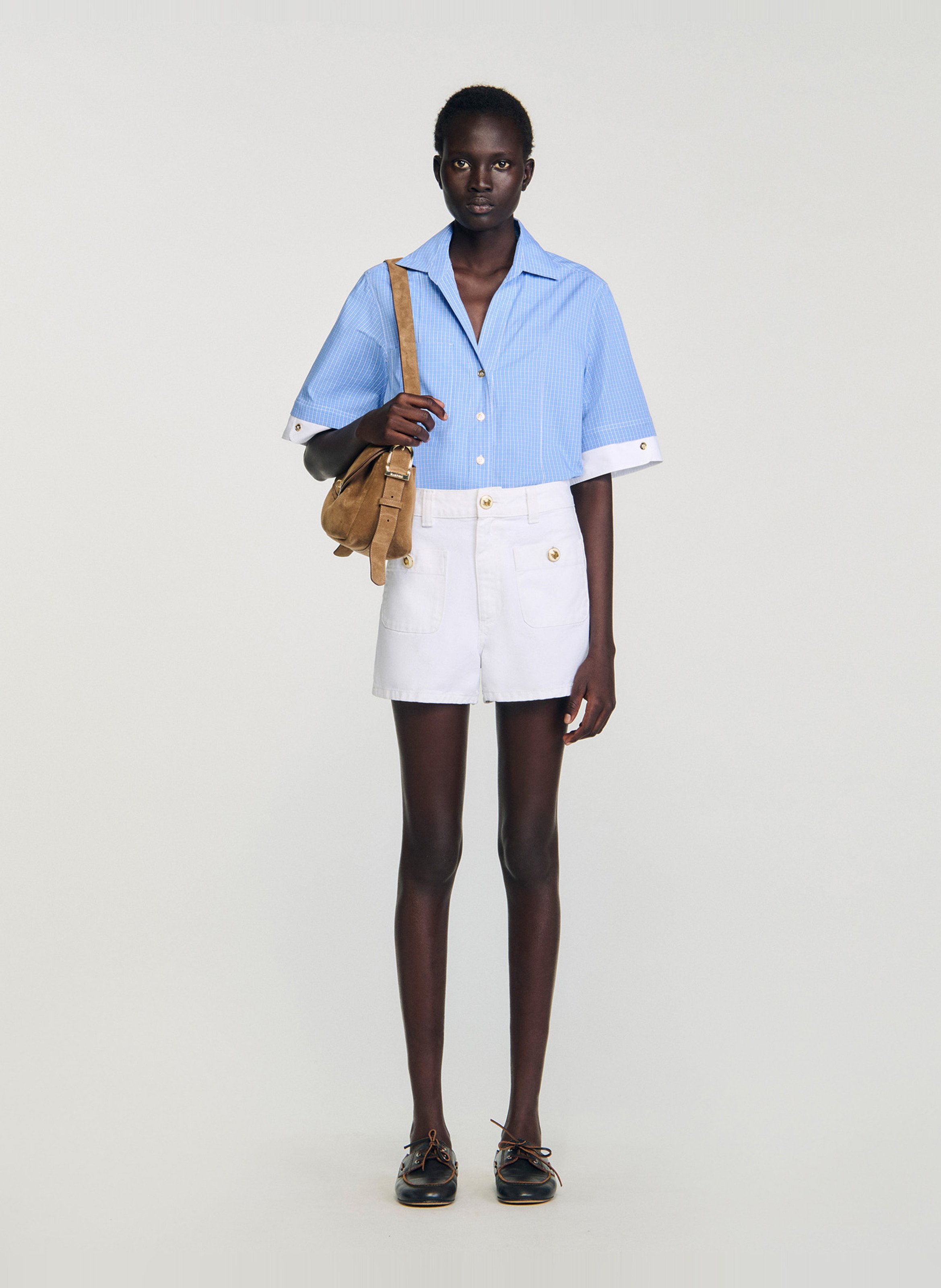 Short droit à détails boutonnés SANDRO Blanc