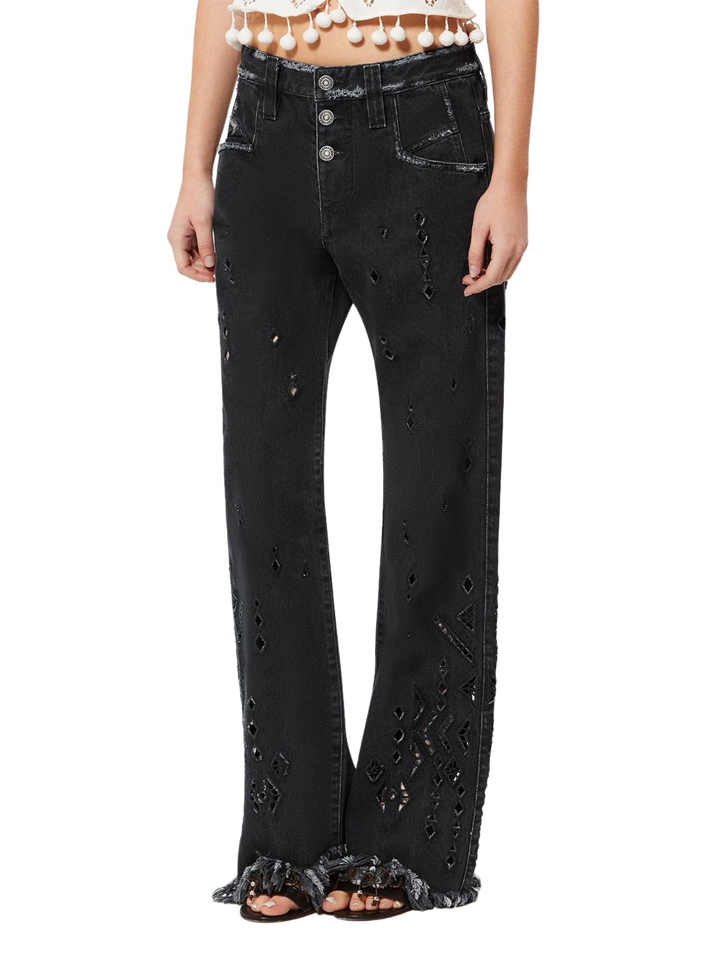 Flare wide-leg denim trousers by Amia ISABEL MARANT Black