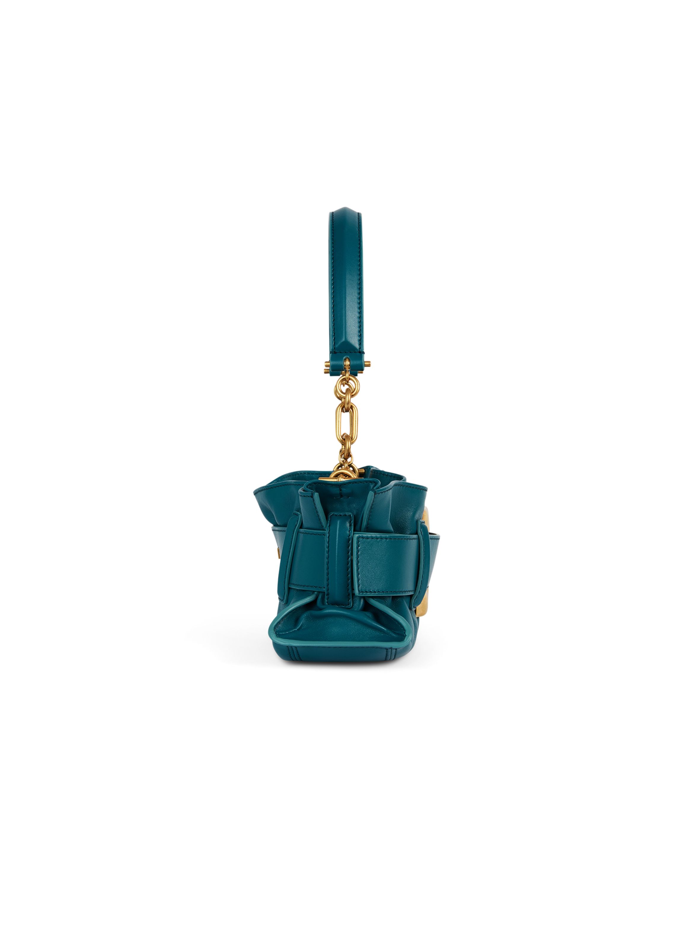 Sac anthem mini en cuir lisse BALMAIN Bleu