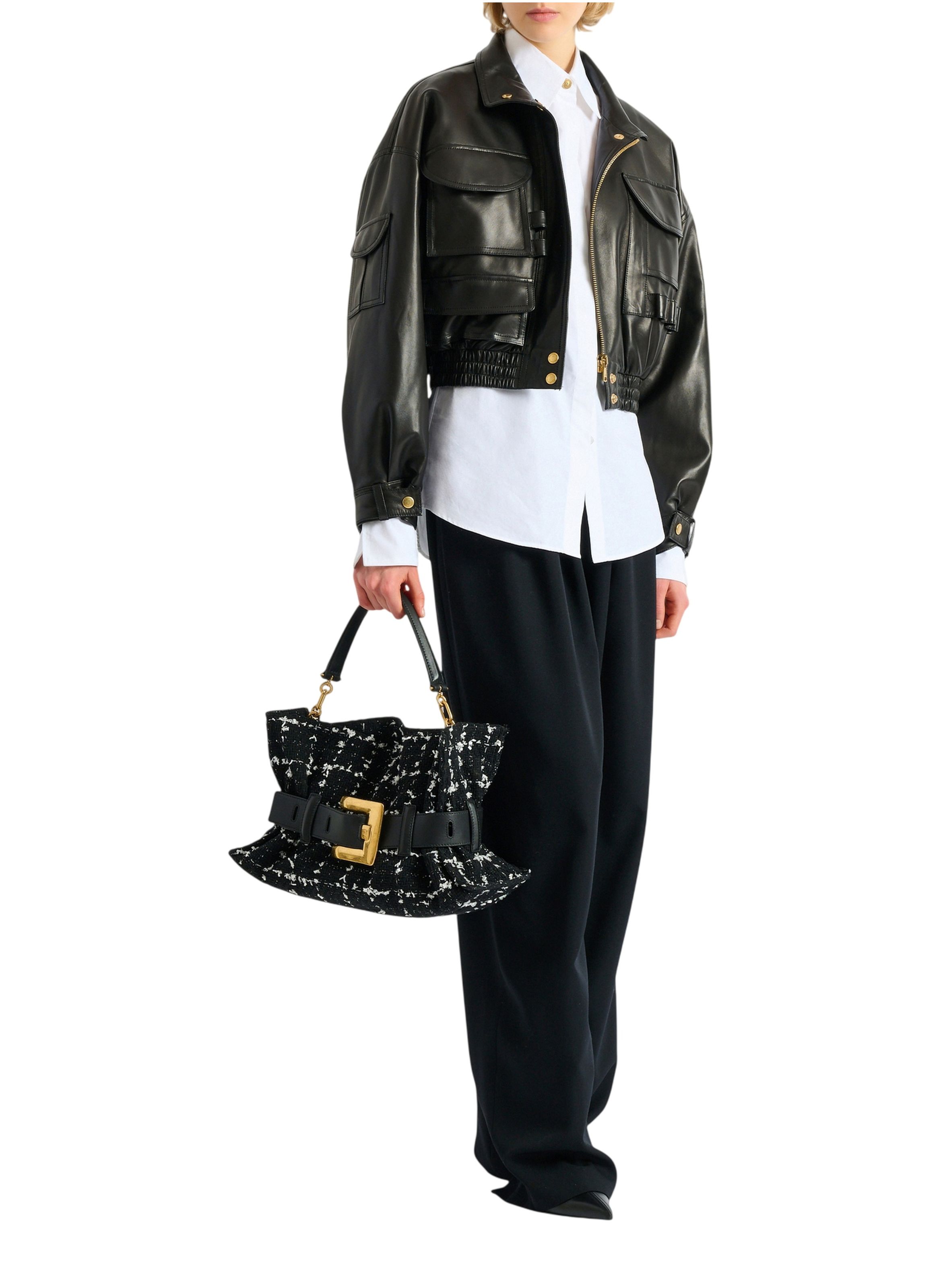 Sac anthem medium en tweed BALMAIN Noir