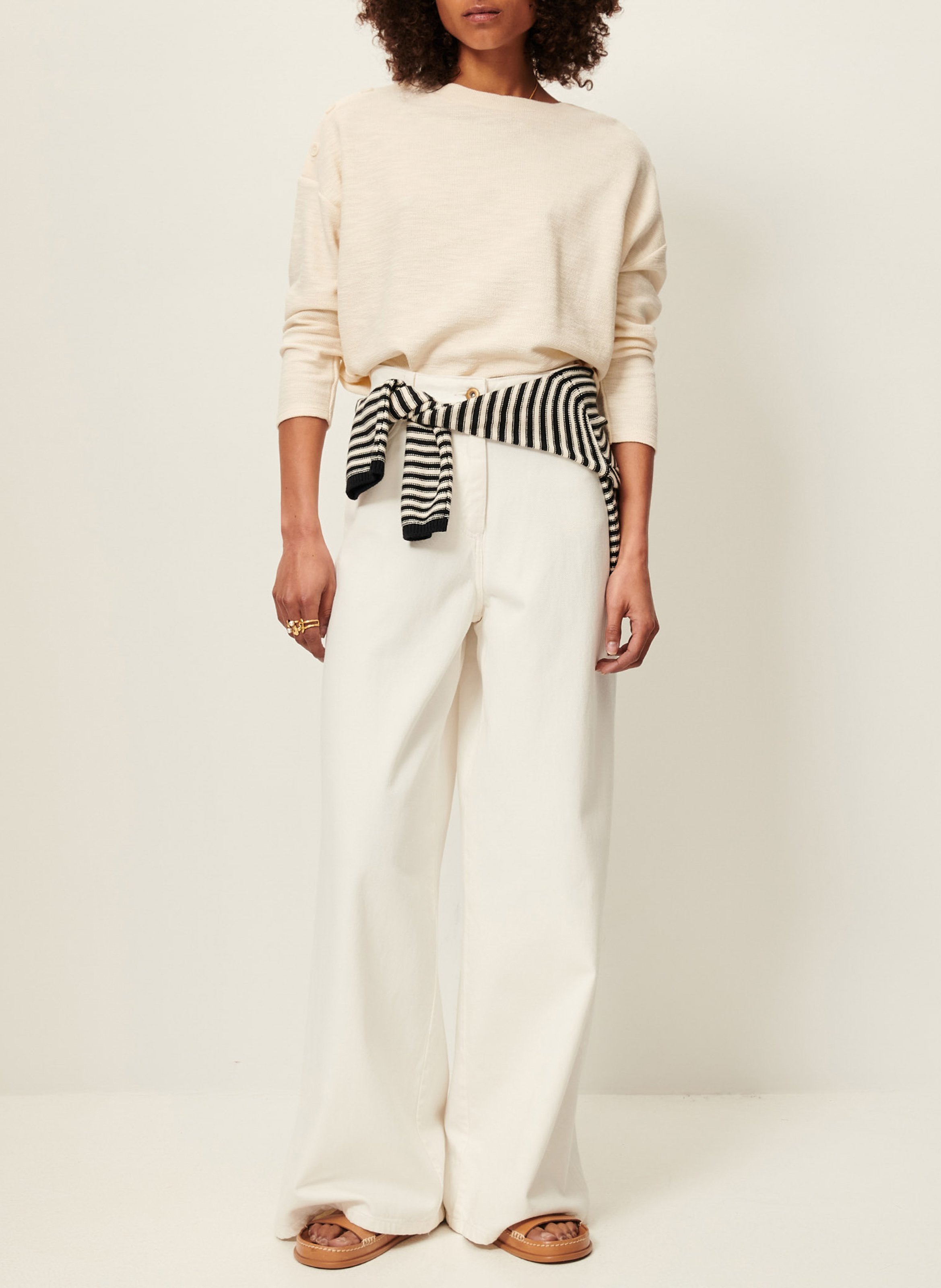 Pull fin col rond en coton mélangé austin SESSUN Beige