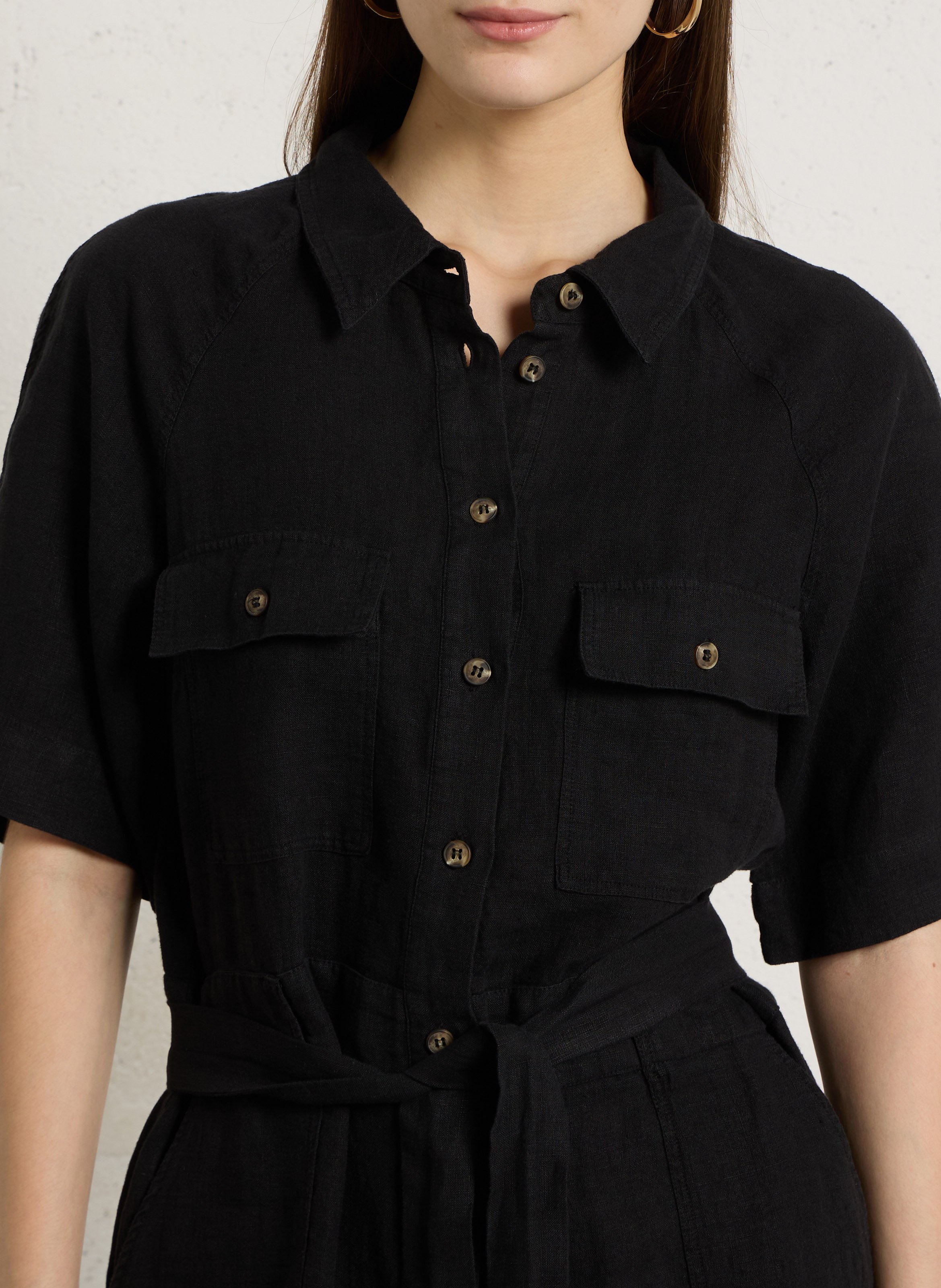 Robe midi en lin betanie MAISON 123 Noir
