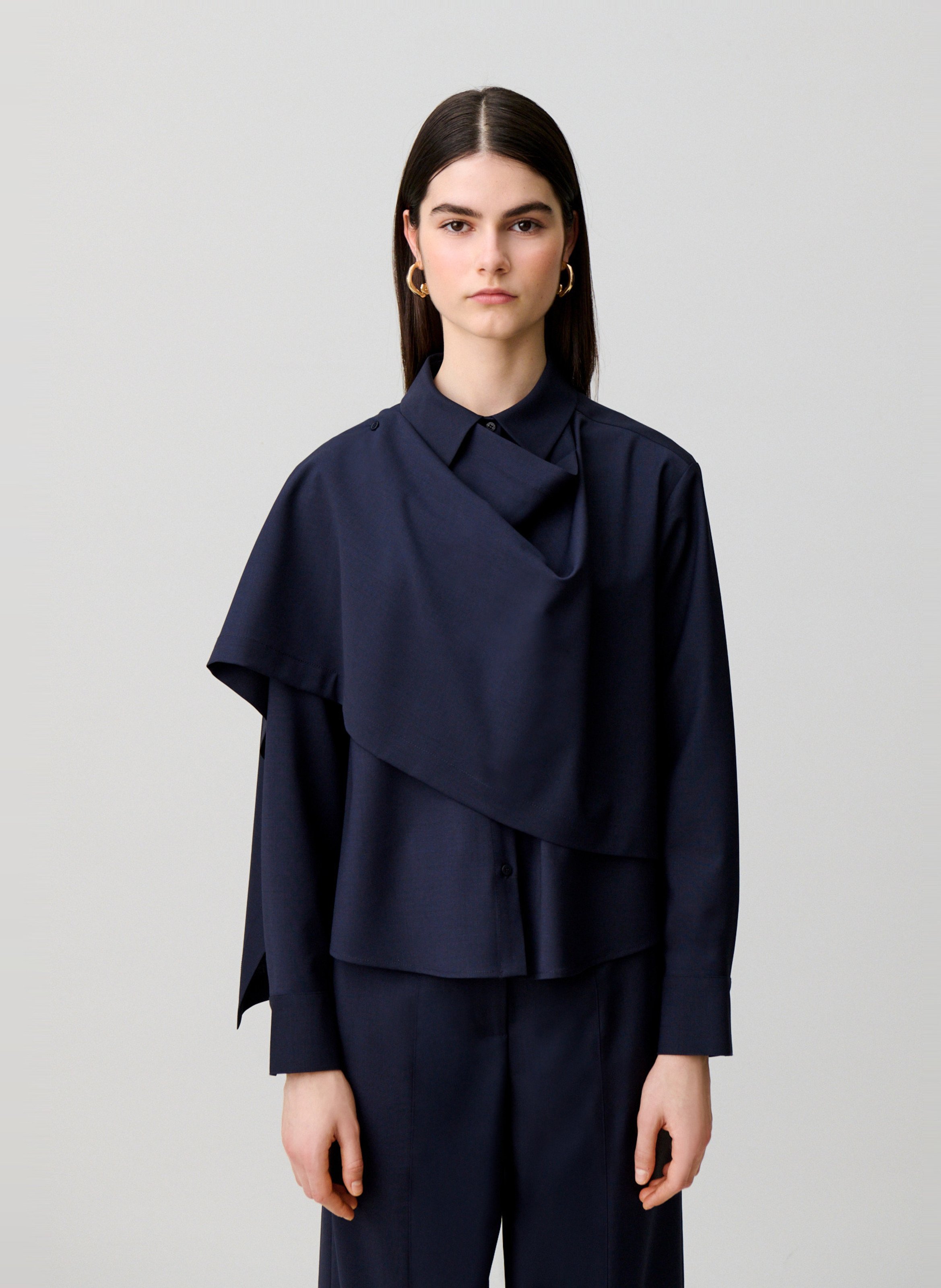 Chemise oversize en laine mélangée CLAUDIE PIERLOT Bleu