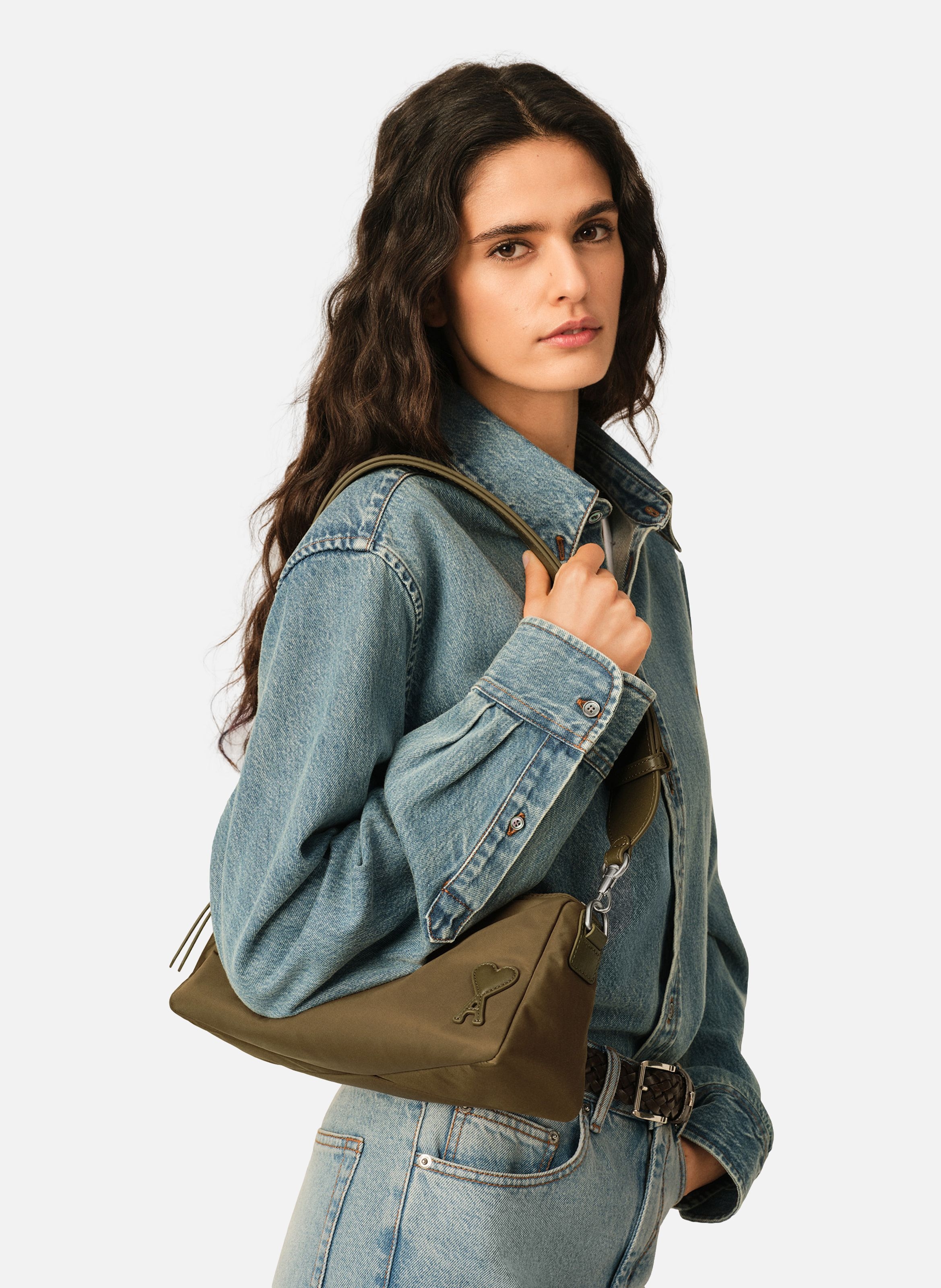 Sac marcel unisexe en nylon AMI PARIS Marron