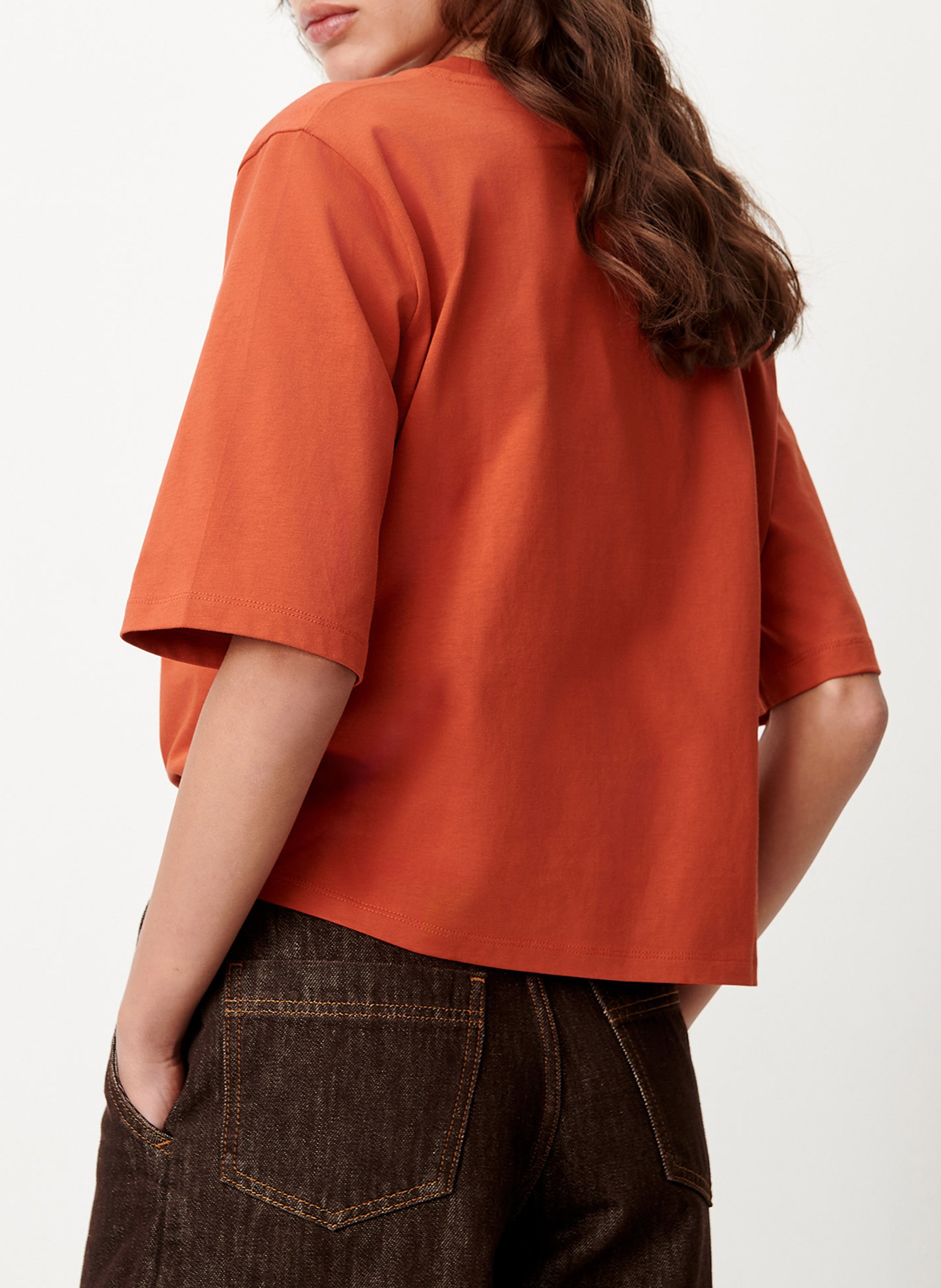 Tee-shirt ample à col rond en coton serge SESSUN Rouge