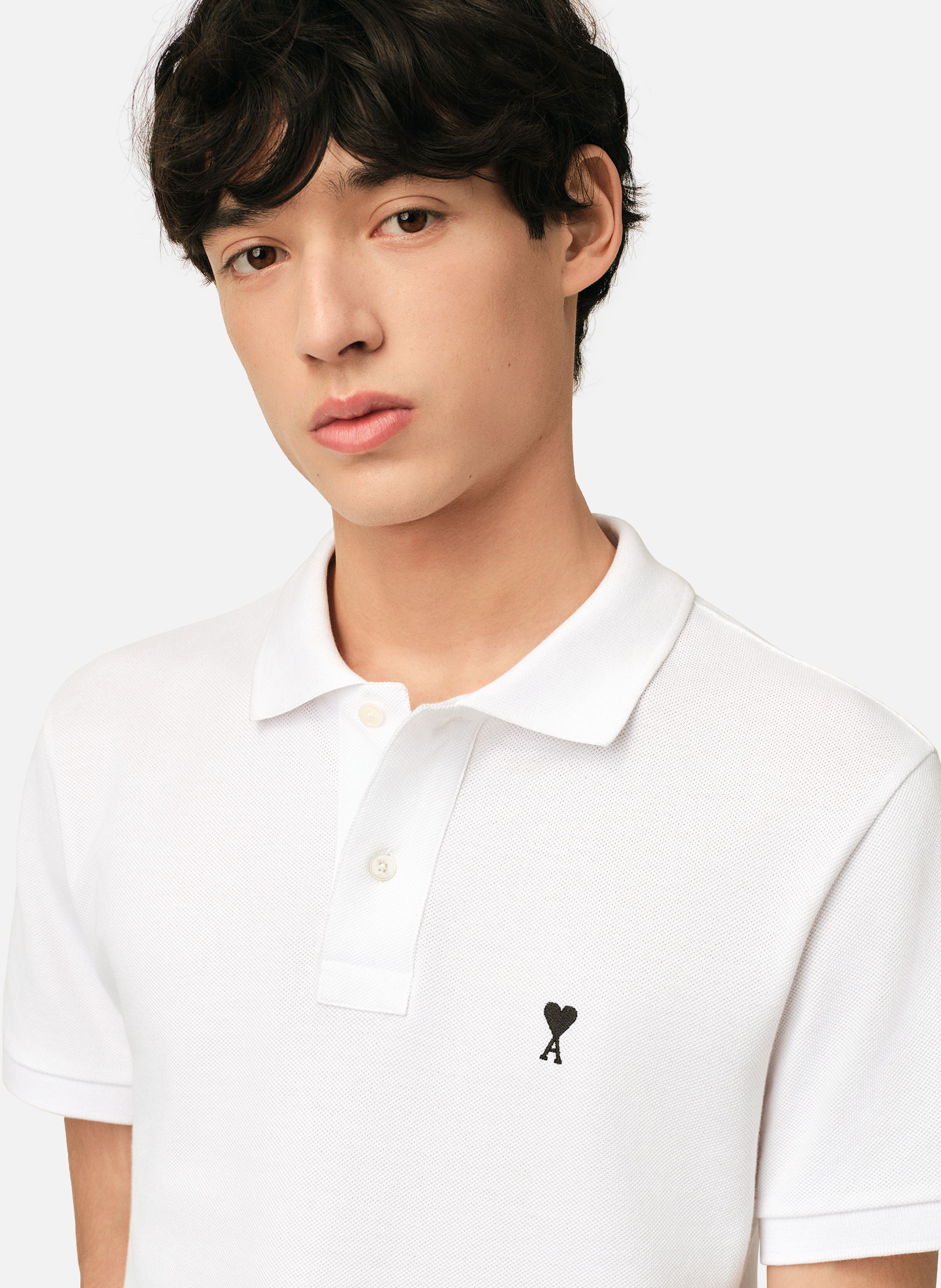 Polo manches courtes ami de coeur en coton AMI PARIS Blanc