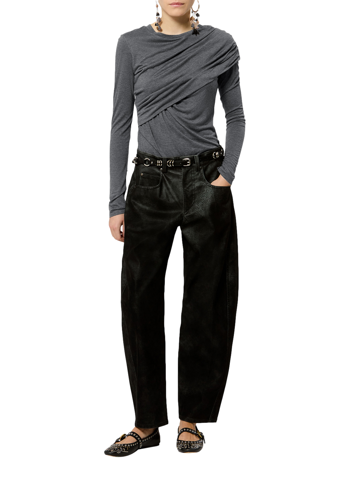 Top in drapiertem Jersey ISABEL MARANT Grau
