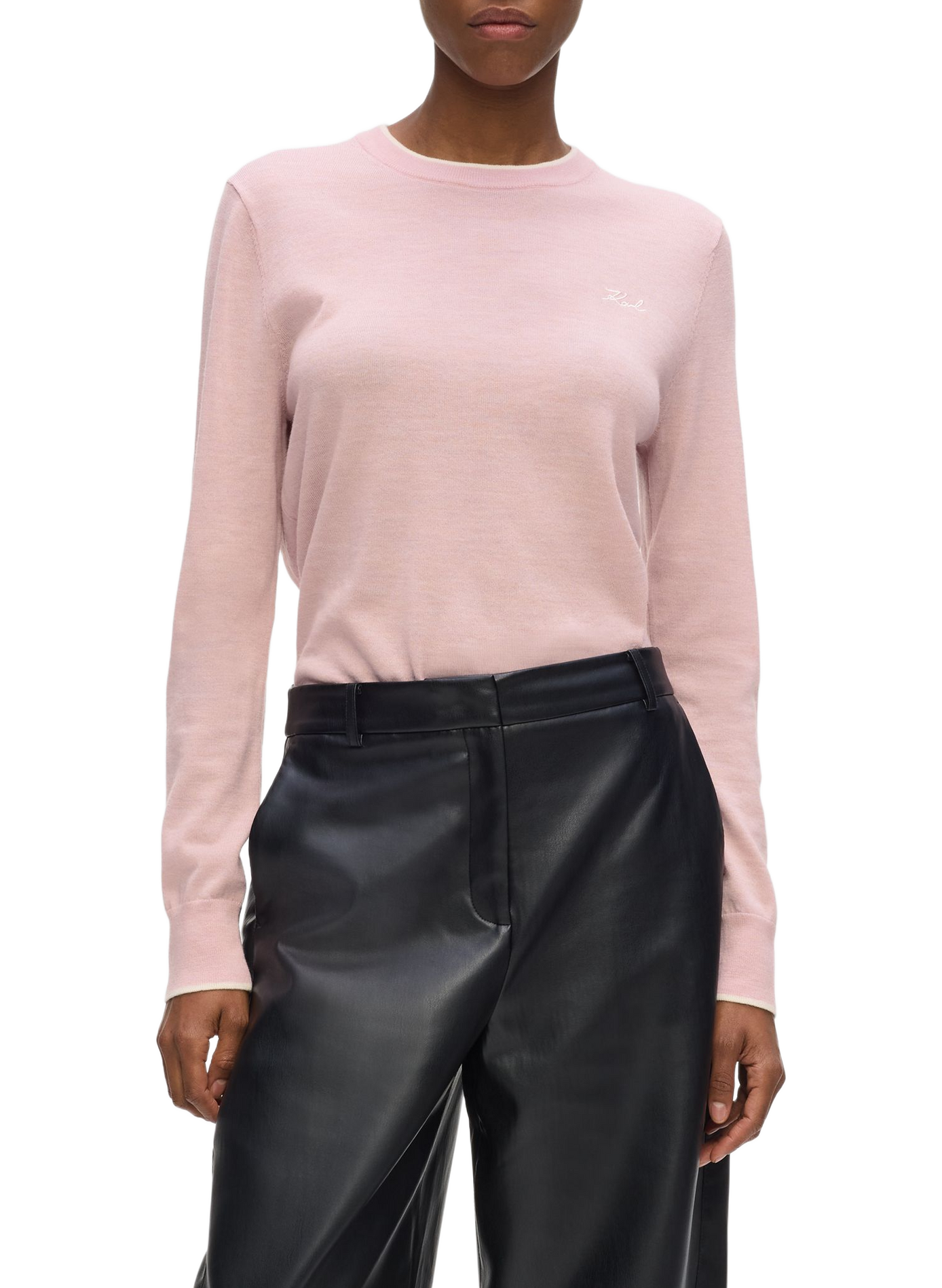 Pull en laine mérinos KARL LAGERFELD Rose
