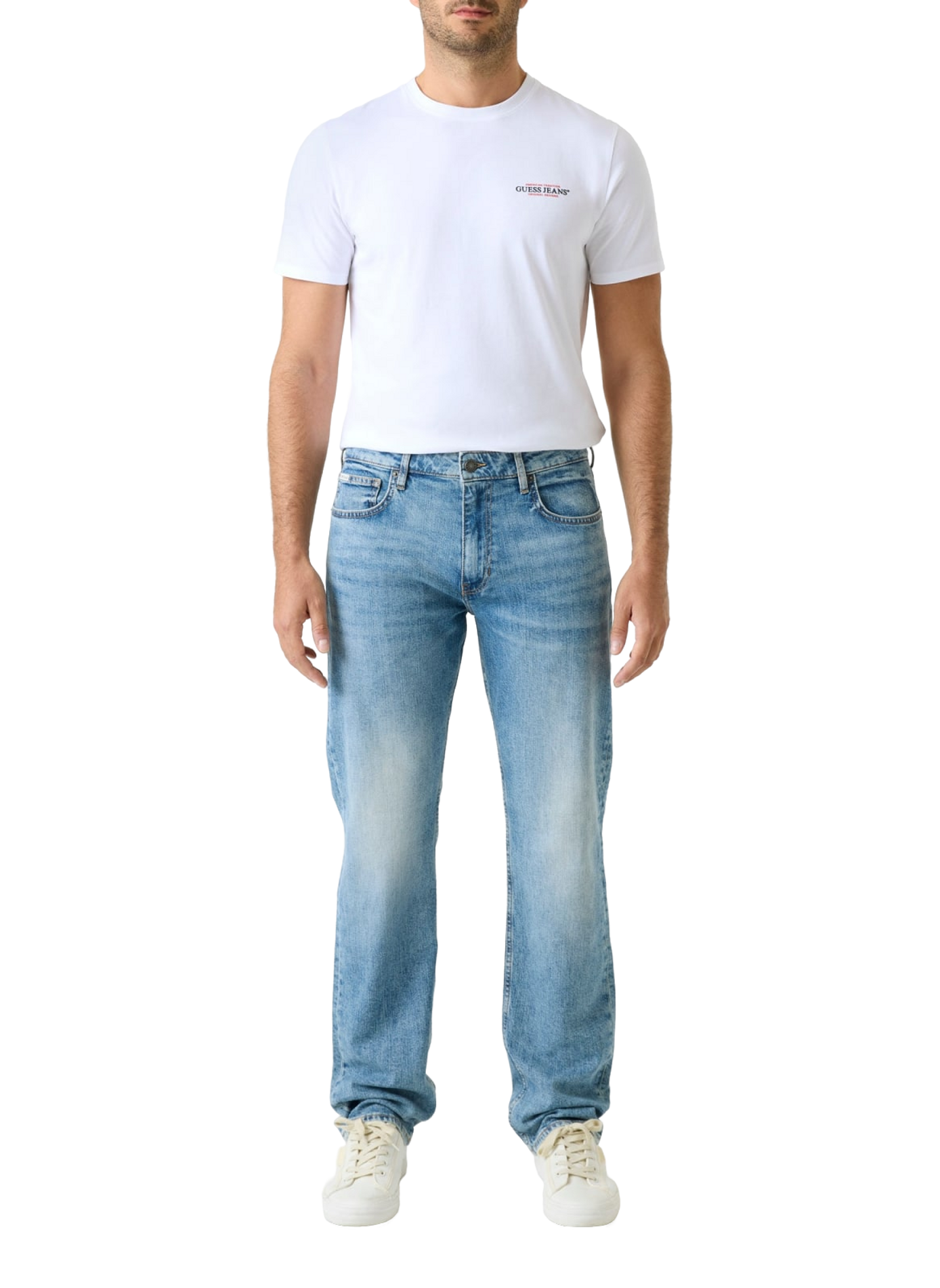 Straight-leg cotton-blend jeans GUESS Blue