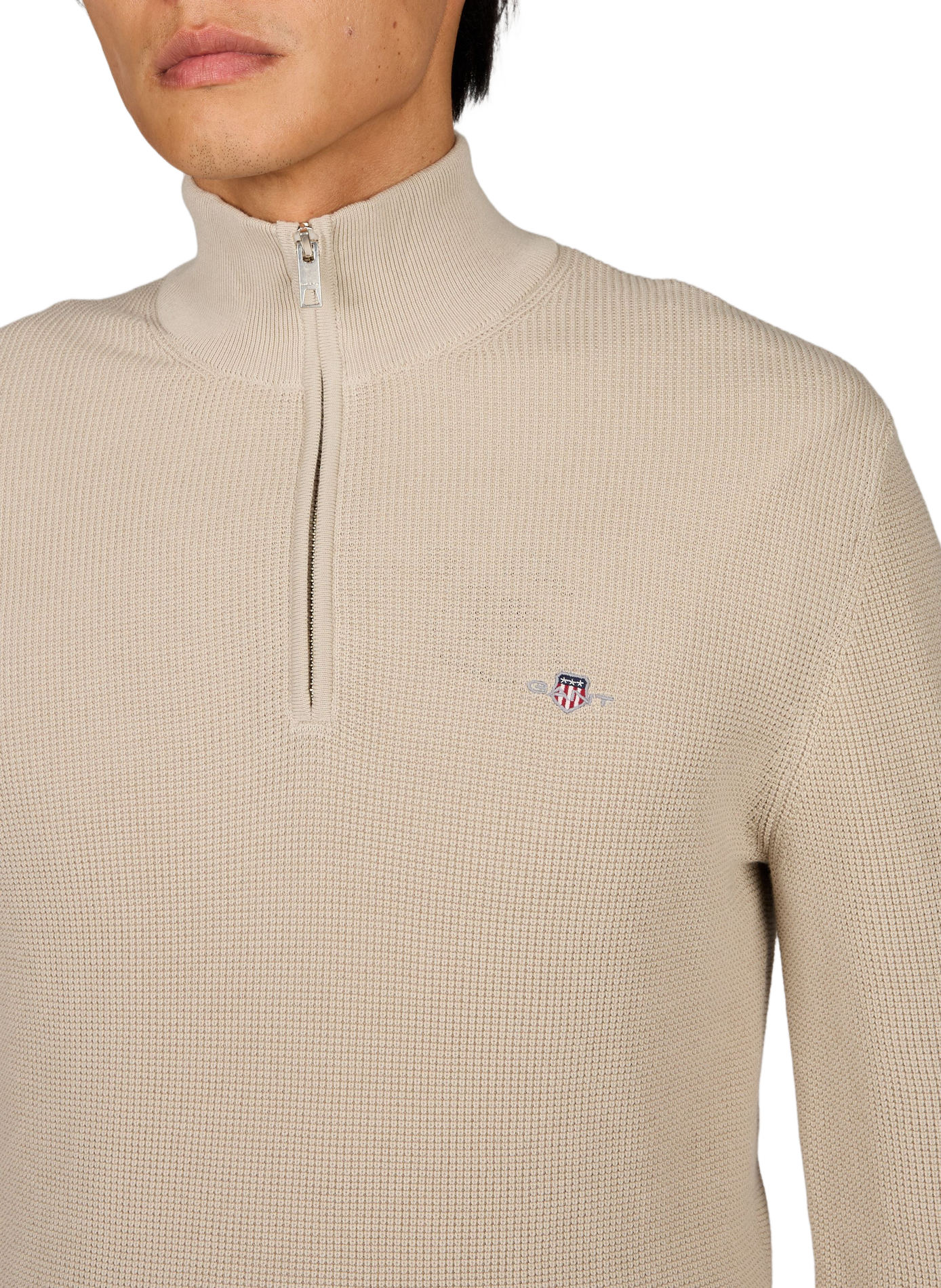 Pantaloni dritti con logo ricamato in cotone GANT Beige