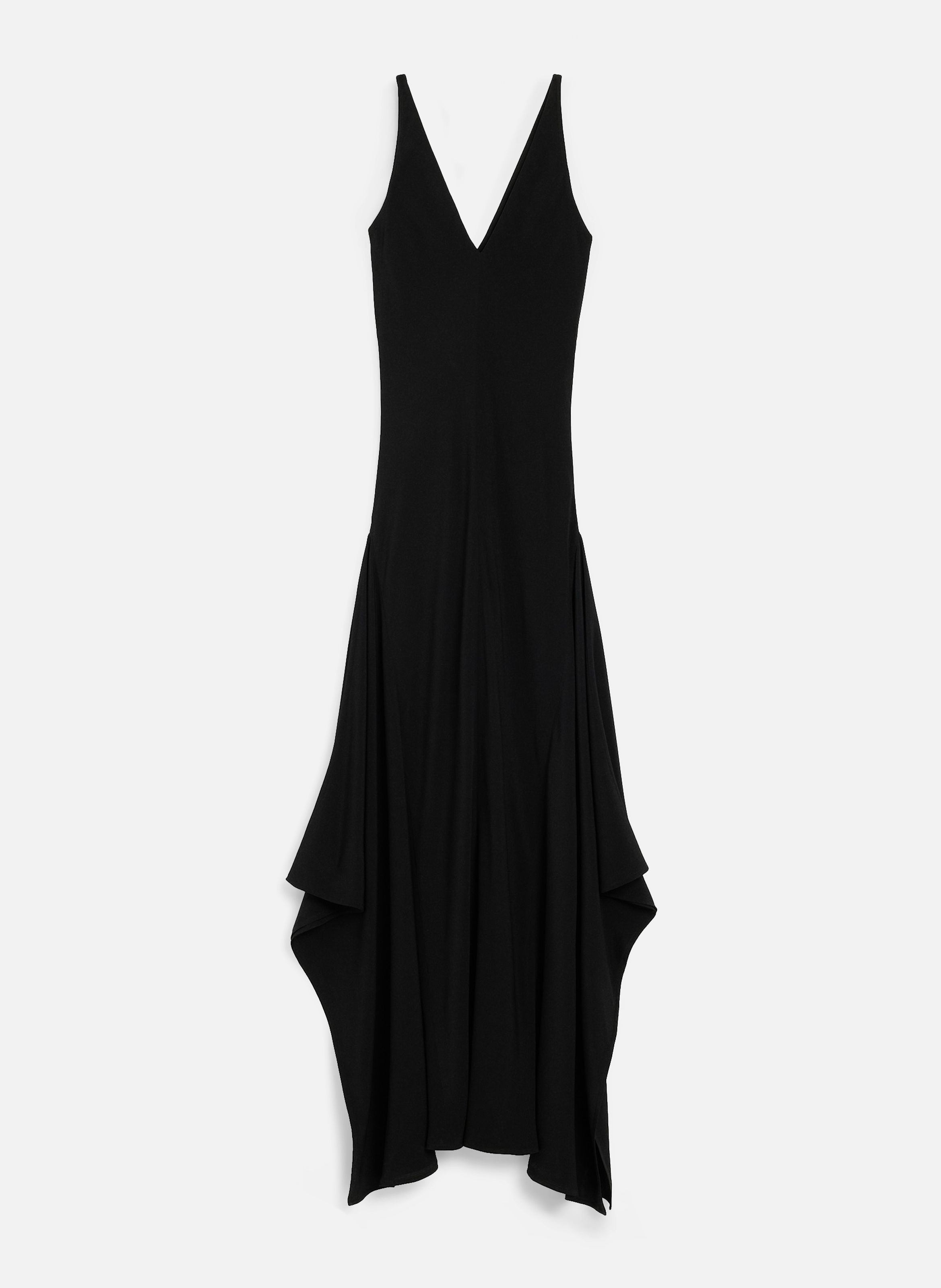 Robe longue à godets en soie mélangée AMI PARIS Noir