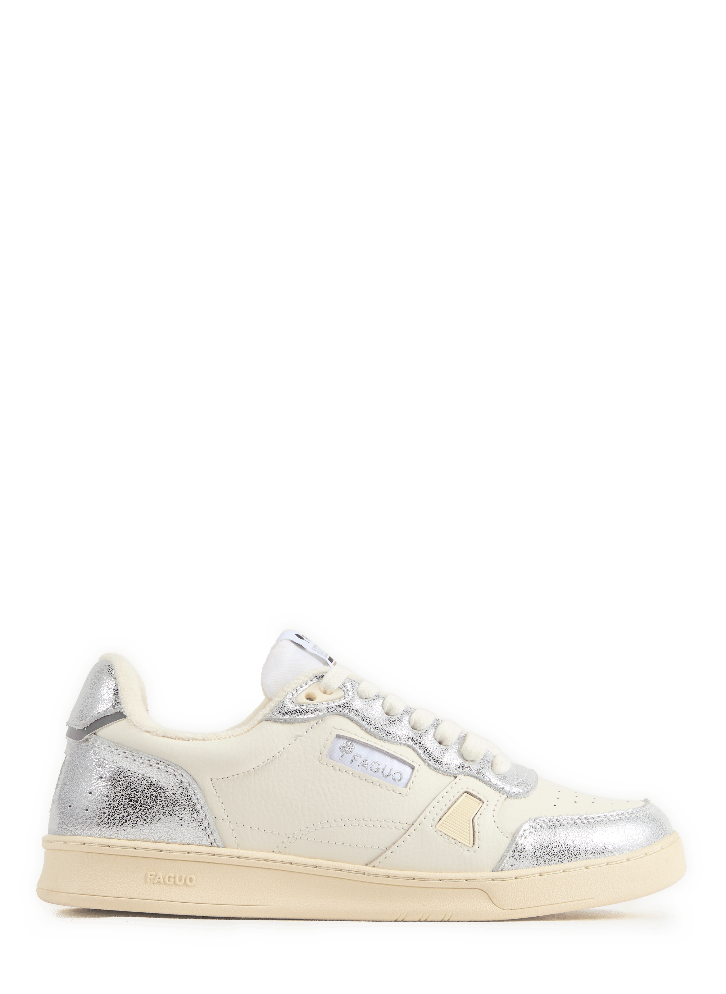 Mixed leather low-top sneakers FAGUO White