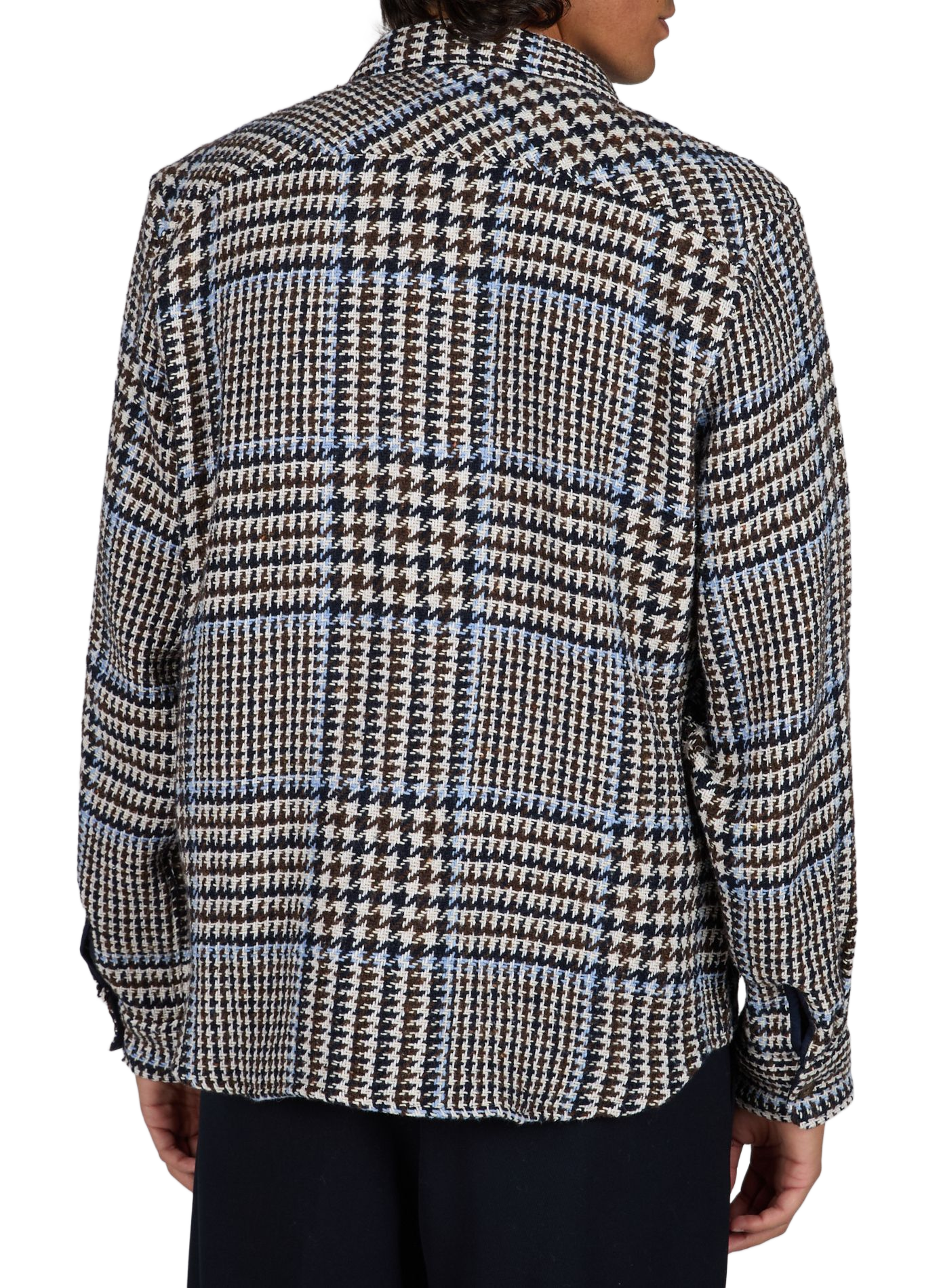 Chemise droit col classique motif pied-de-poule MAISON LABICHE Bleu