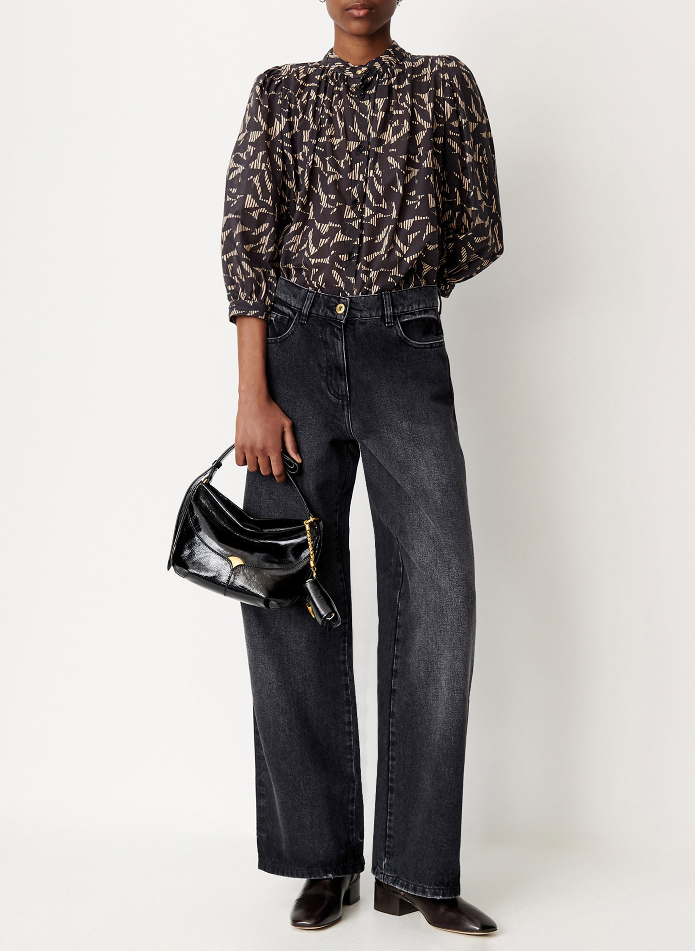 Blouse droite col montant satinée lylis SESSUN Noir