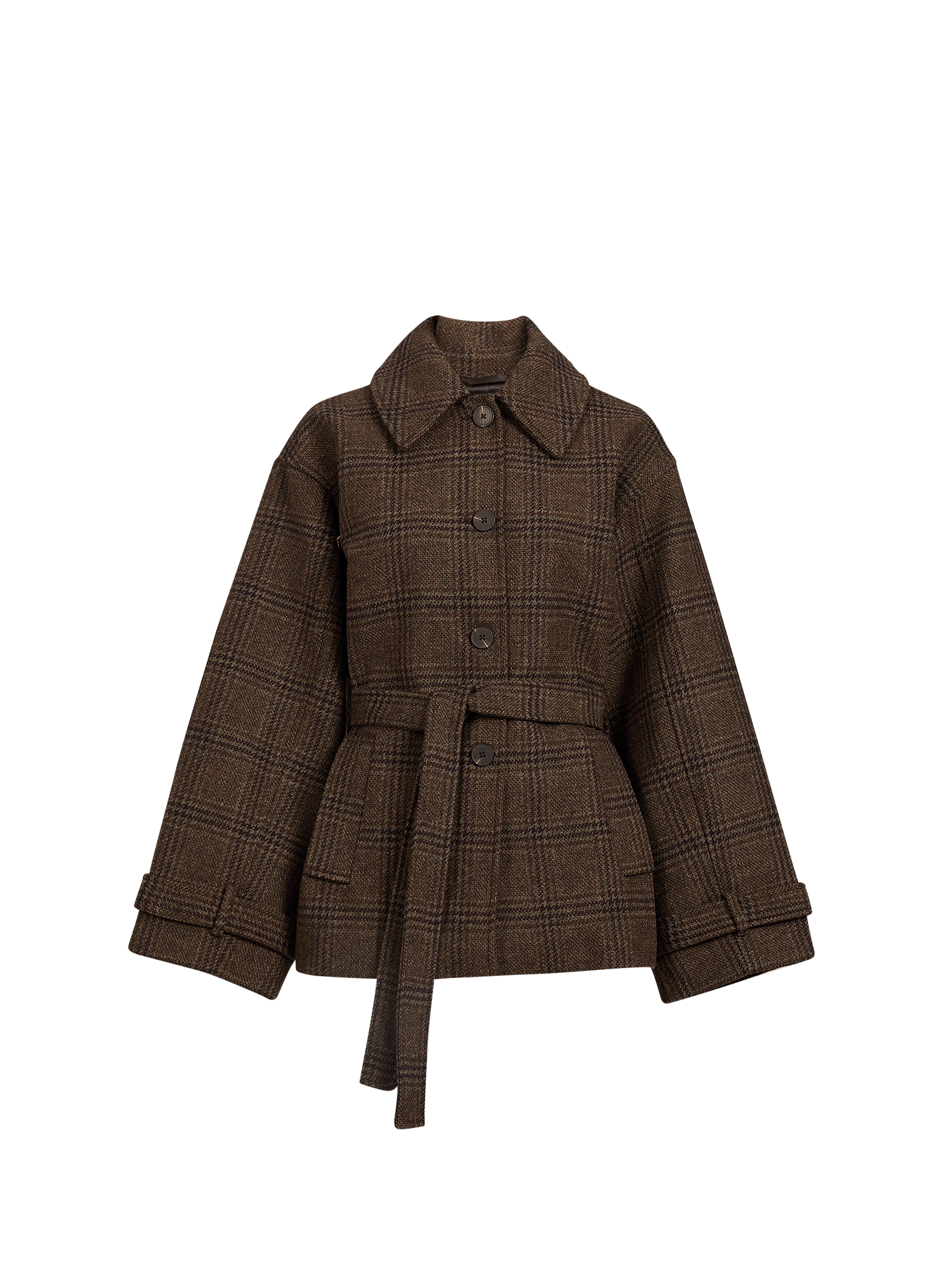 Checked belted coat MSCH Brown