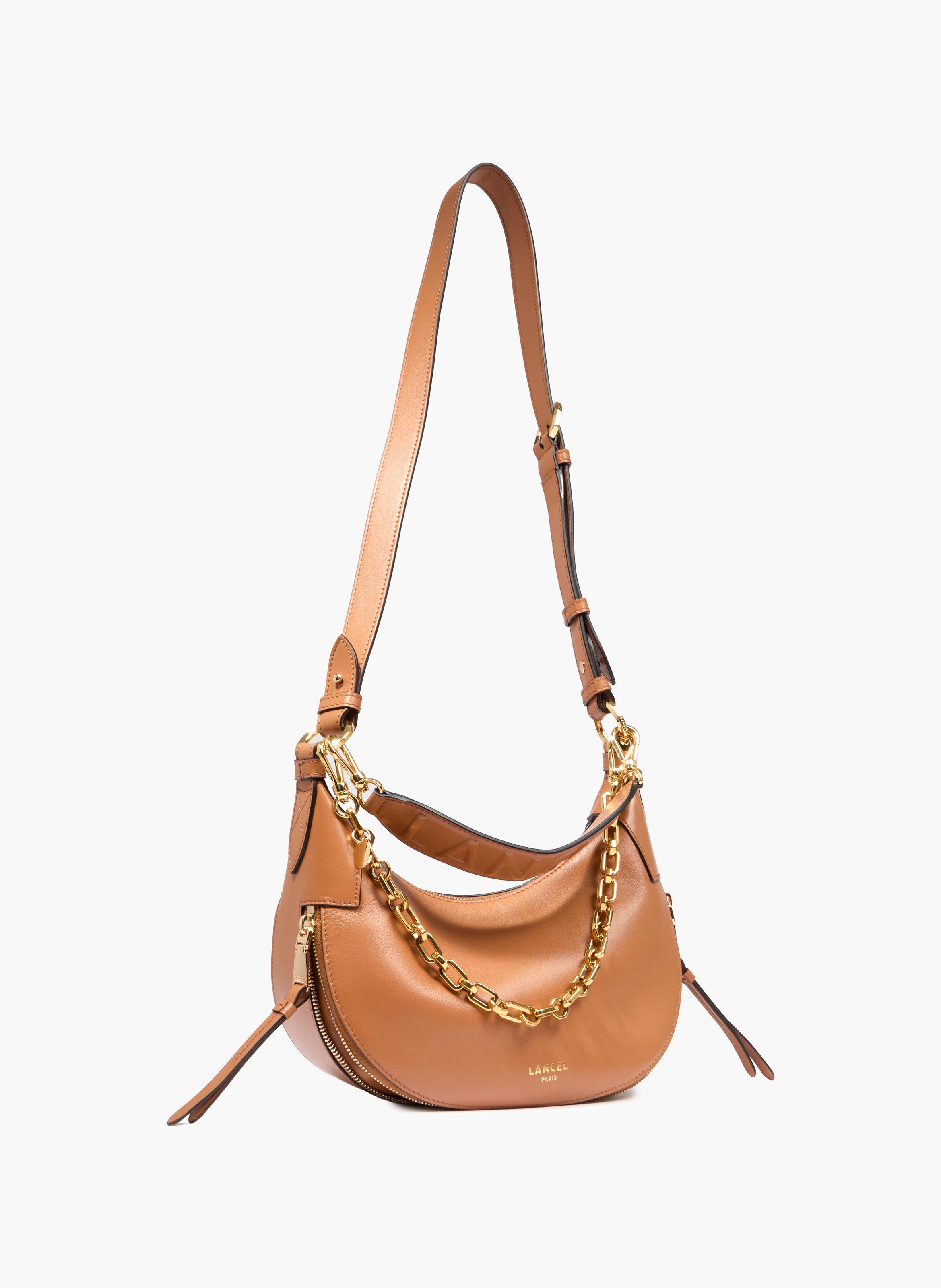 Sac hobo zippé s origami de lancel en cuir LANCEL Marron