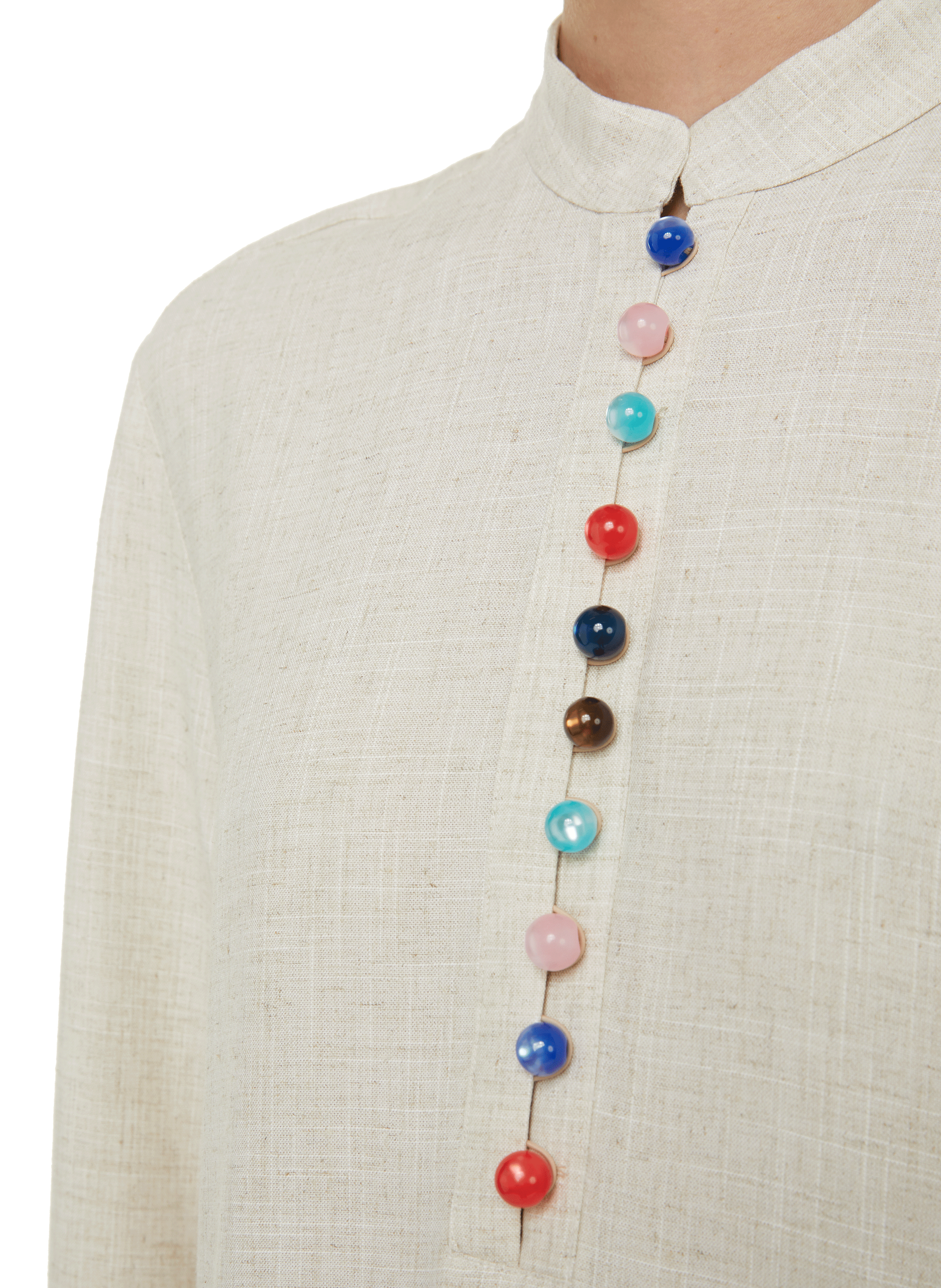 Robe Caftan en coton et lin BENJAMIN BENMOYAL Beige