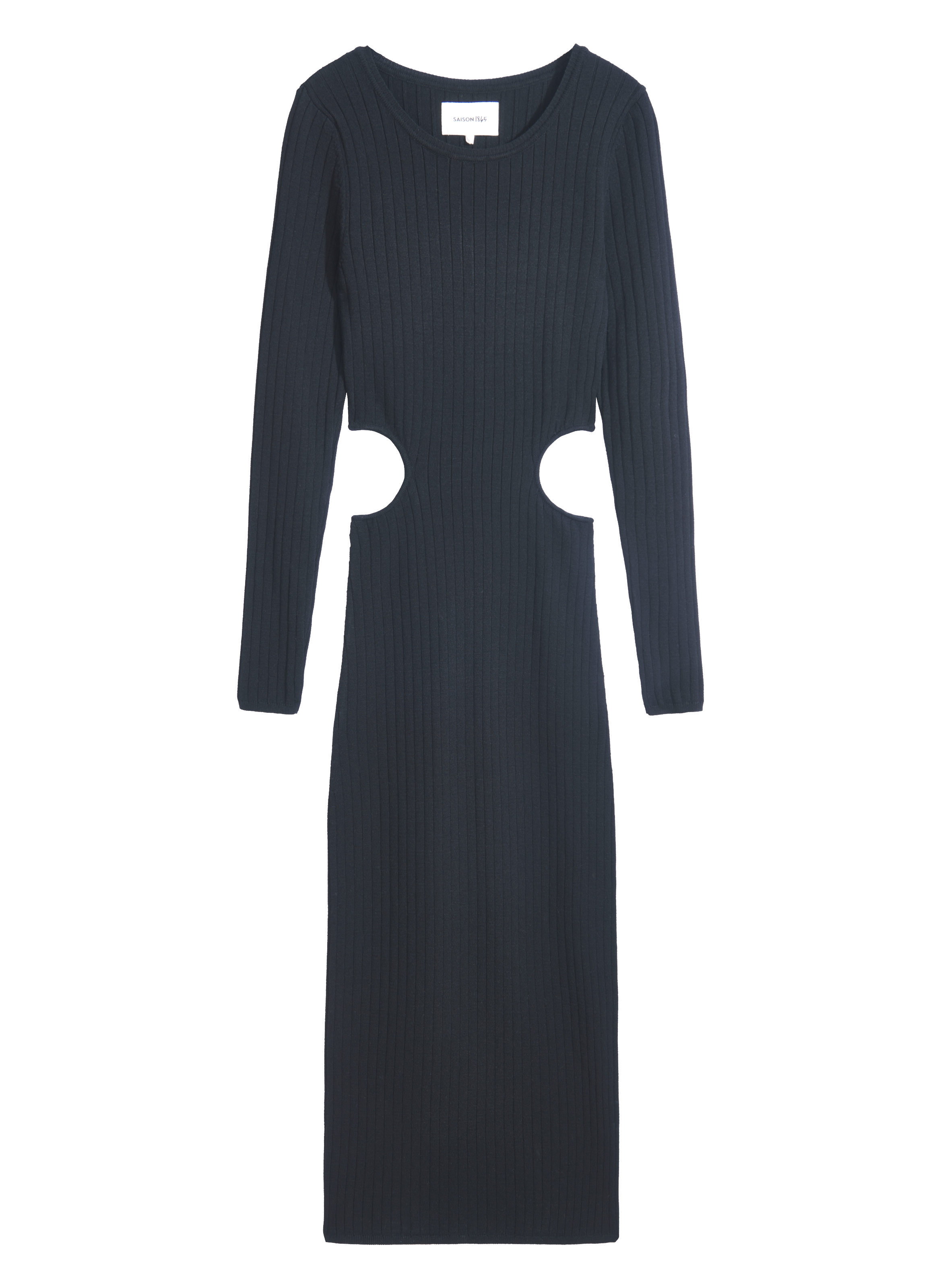 Robe midi en maille côtelée SAISON 1865 Noir