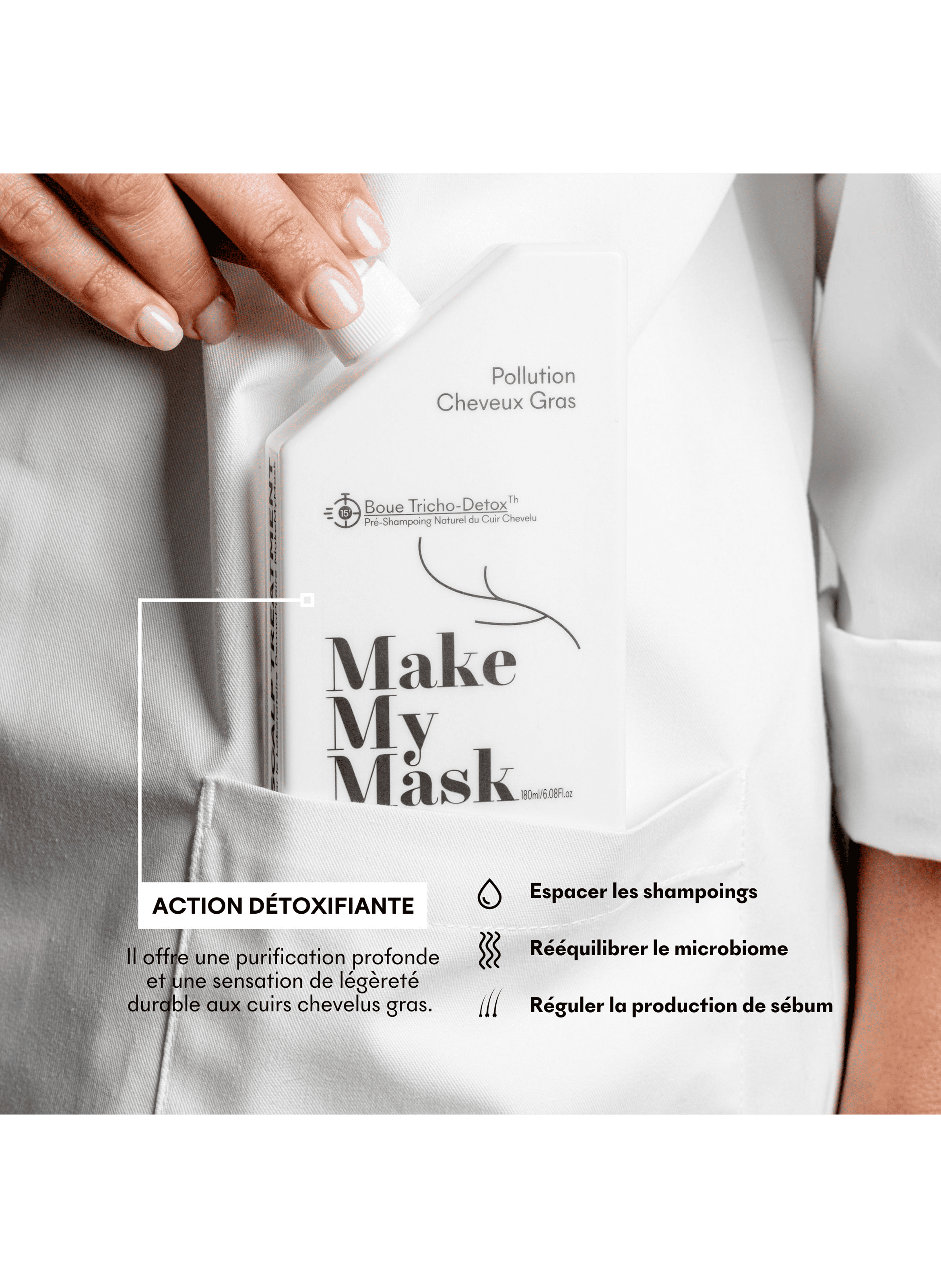 Boue Tircho-Detox - Cheveux gras MAKE MY MASK No color