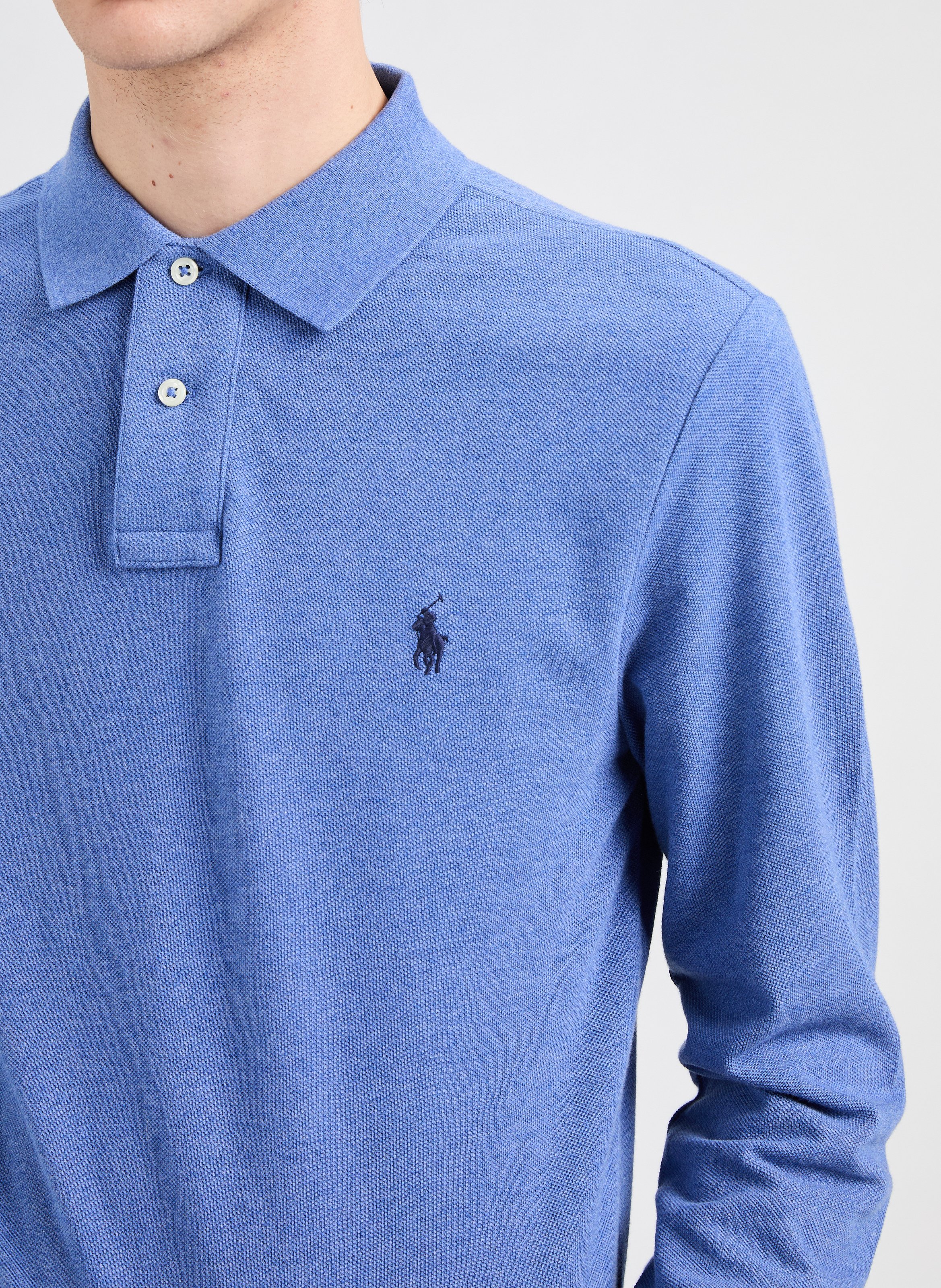 Long-sleeved cotton piqué polo shirt POLO RALPH LAUREN Blue