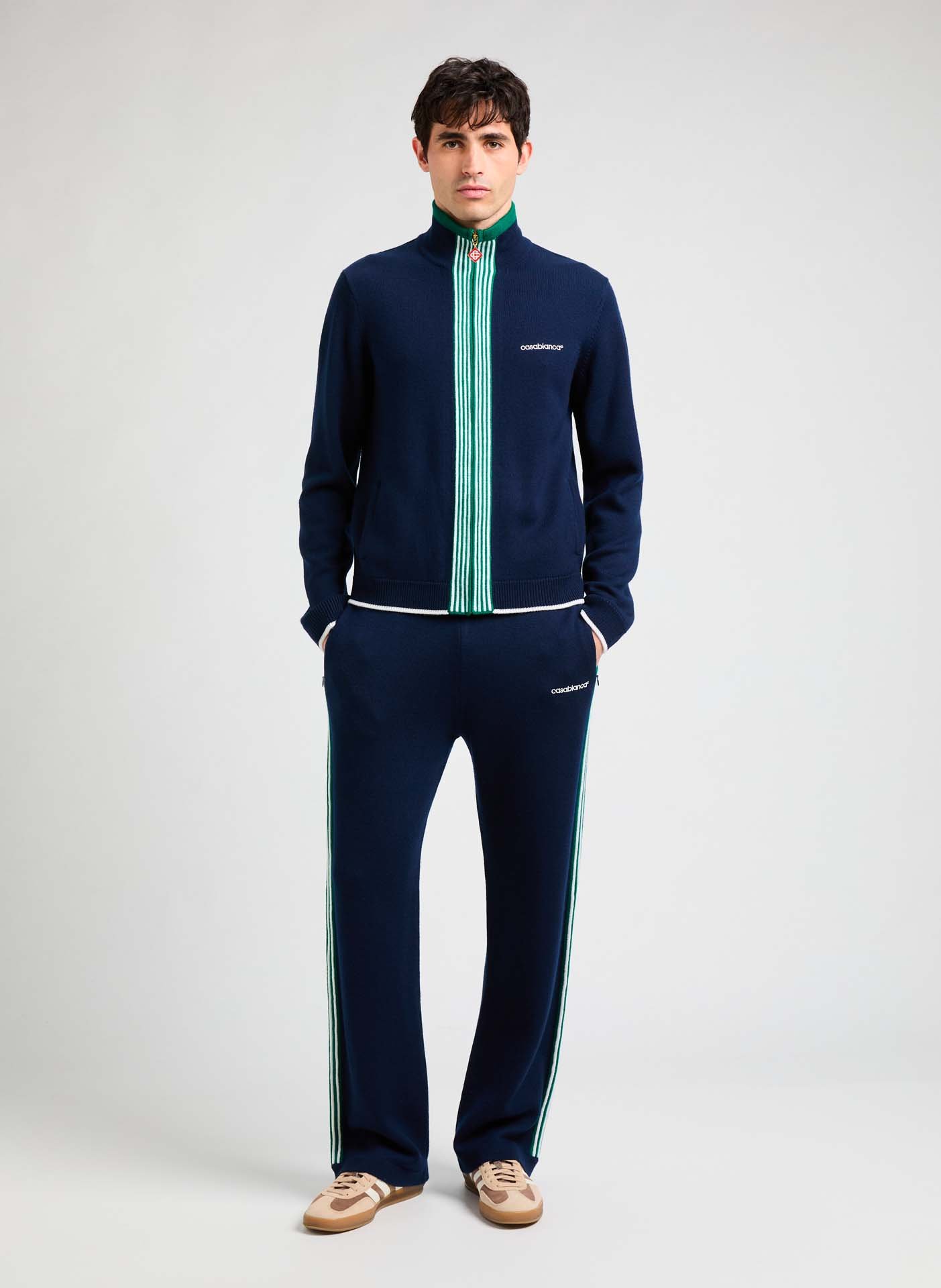 Merino wool cardigan CASABLANCA PARIS Blue