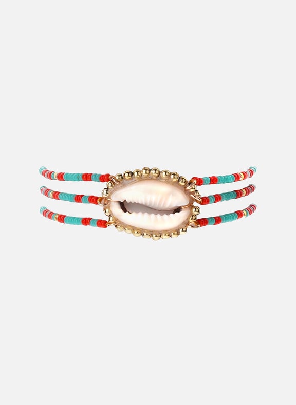 Bracelet ajustable avec perles et cabochon central homere Bleu by HIPANEMA HIPANEMA Bracelet ajustable avec perles et cabochon central homere Bleu