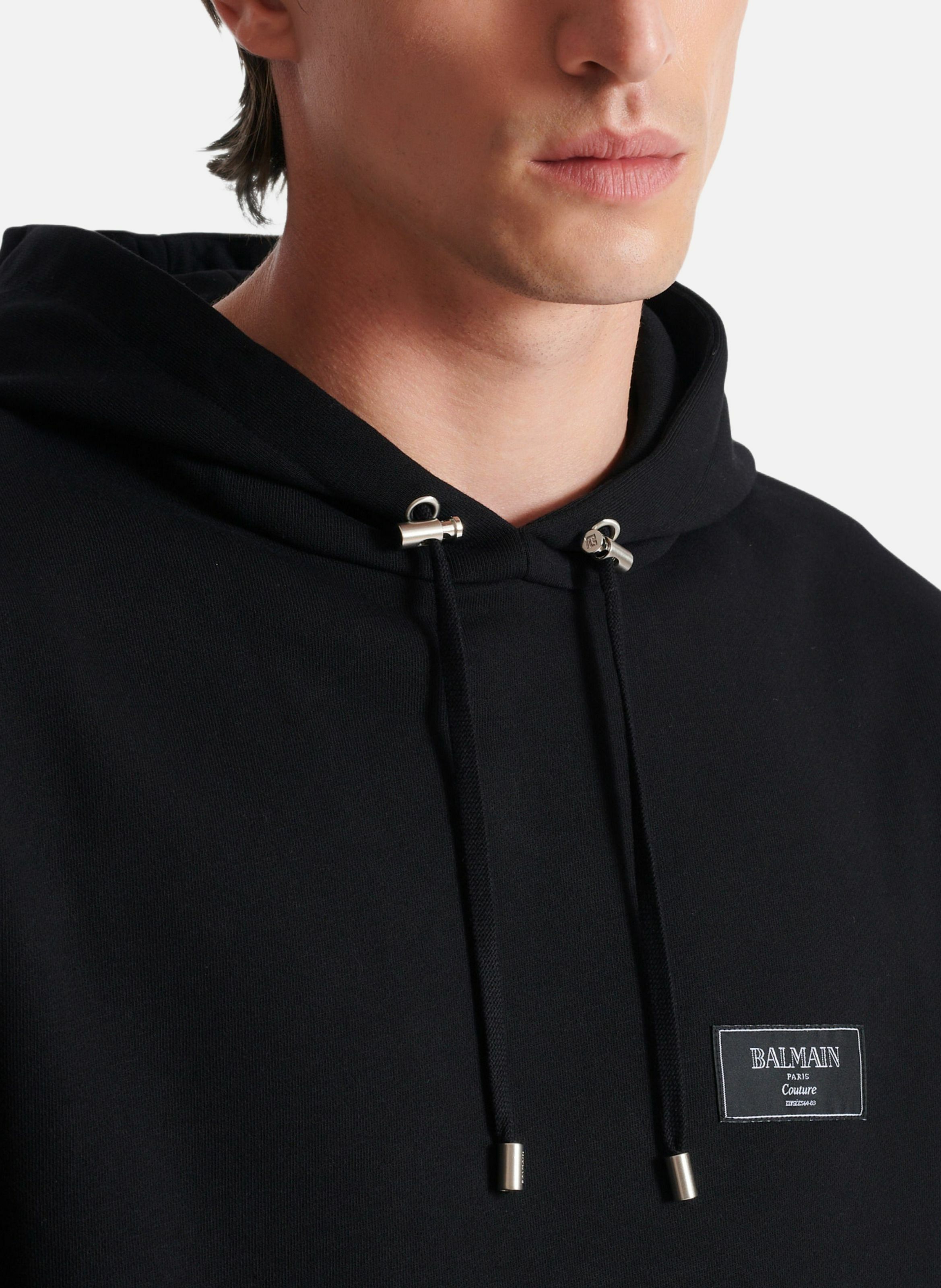 Hoodie à étiquette balmain couture BALMAIN Noir