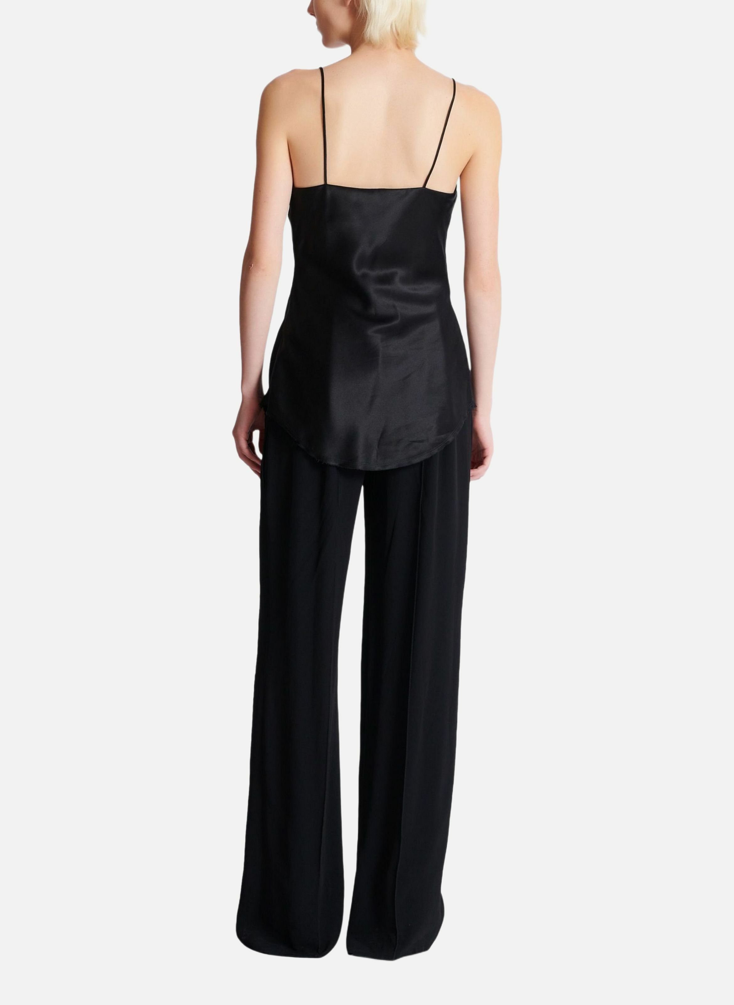 Top en satin drapé BALMAIN Noir