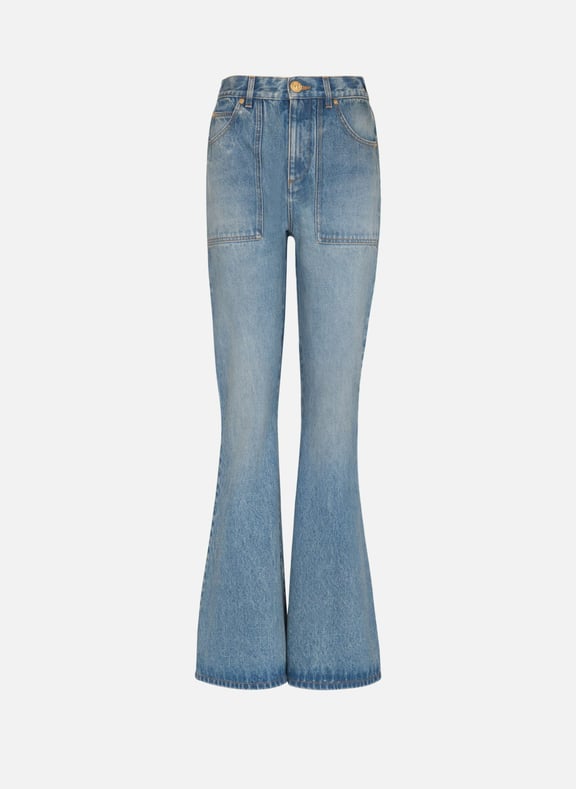 Jean taille haute flare en denim Bleu by BALMAIN BALMAIN Jean taille haute flare en denim Bleu