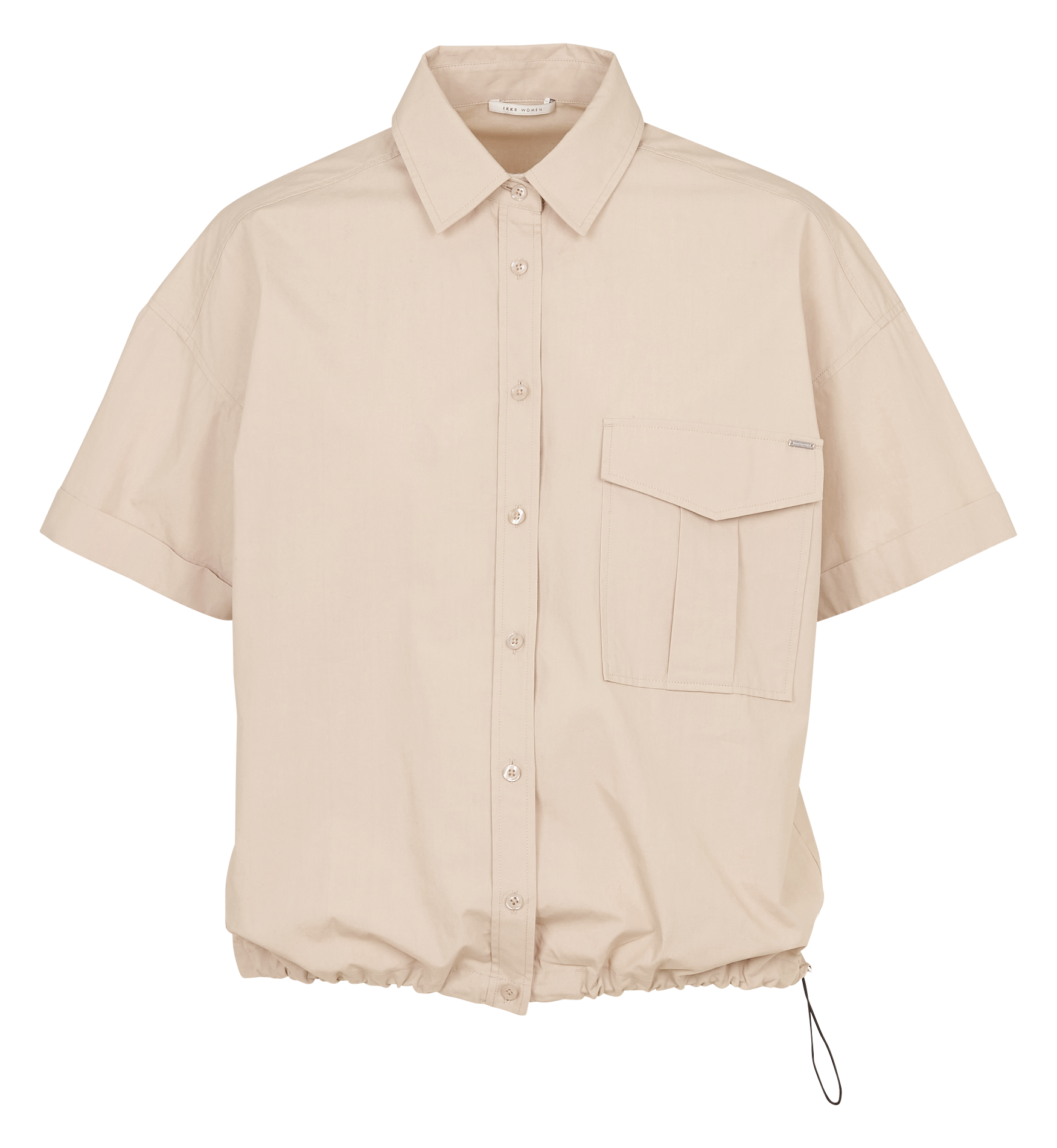 Chemise droite élastiquée en coton IKKS Beige