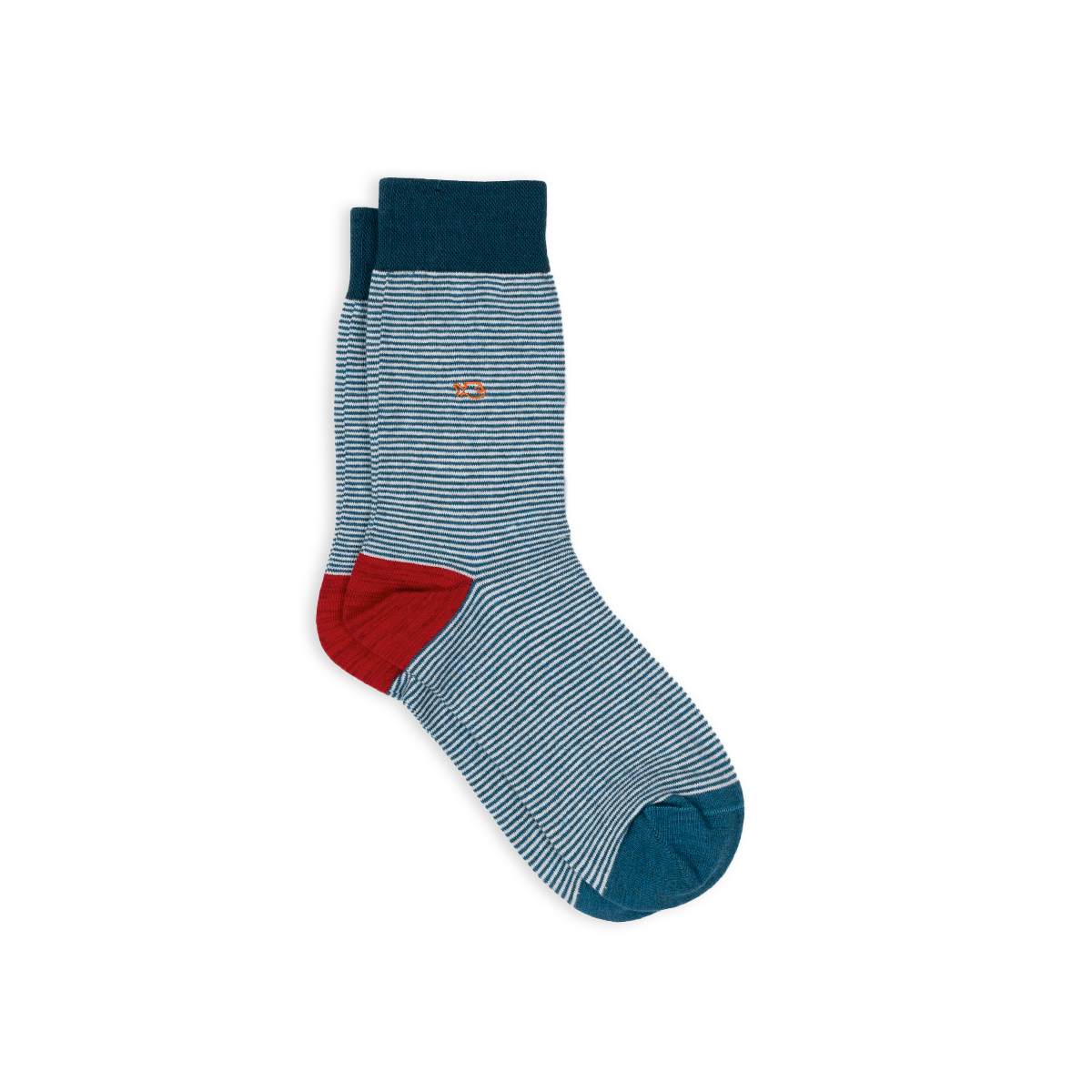 Chaussettes en coton peigné rayées  Bleu-vert et blanc