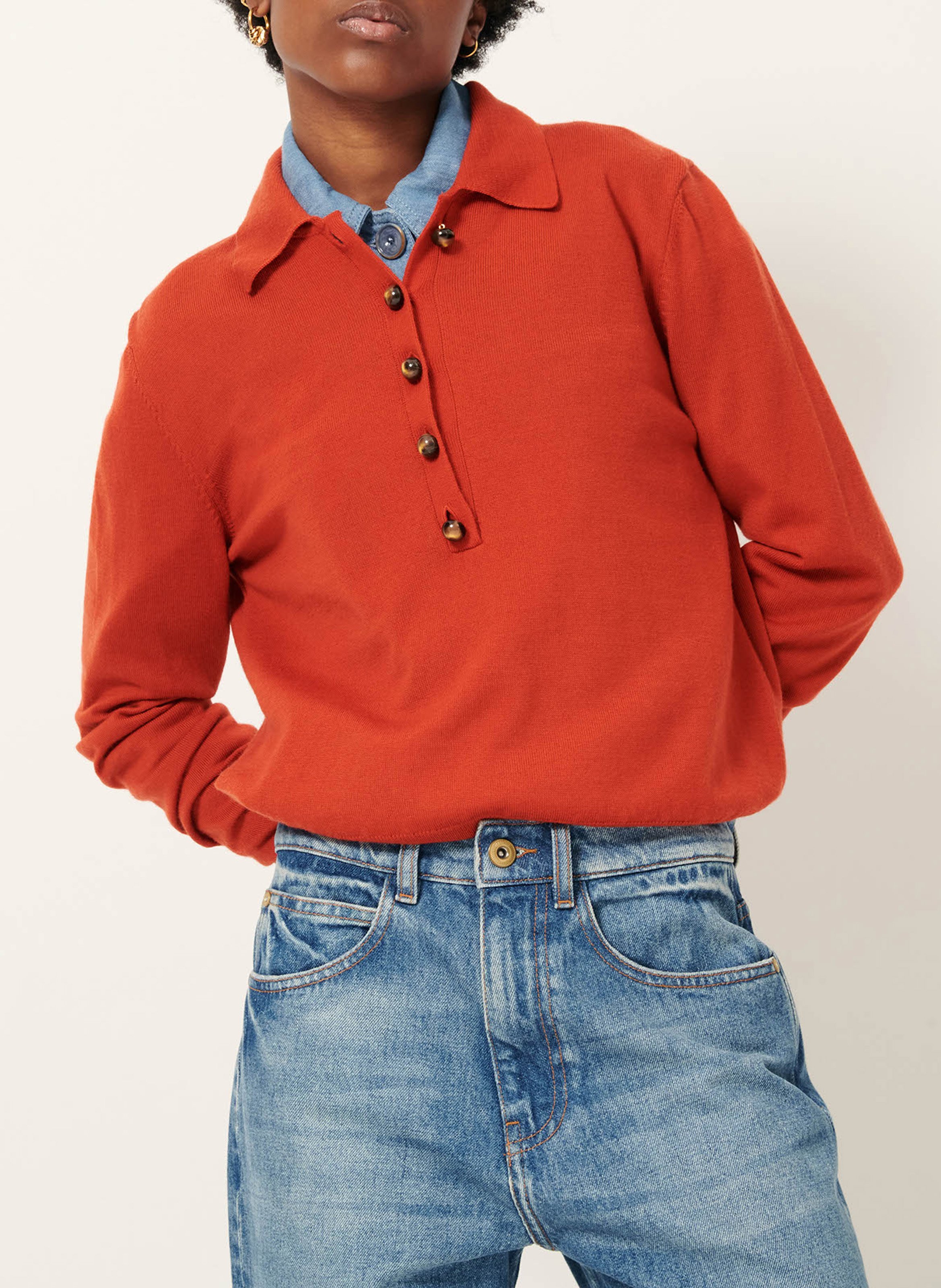 Polo en laine yanaka SESSUN Rouge