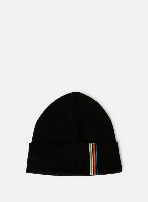 Bonnet en laine mérinos Noir by PAUL SMITH PAUL SMITH Bonnet en laine mérinos Noir