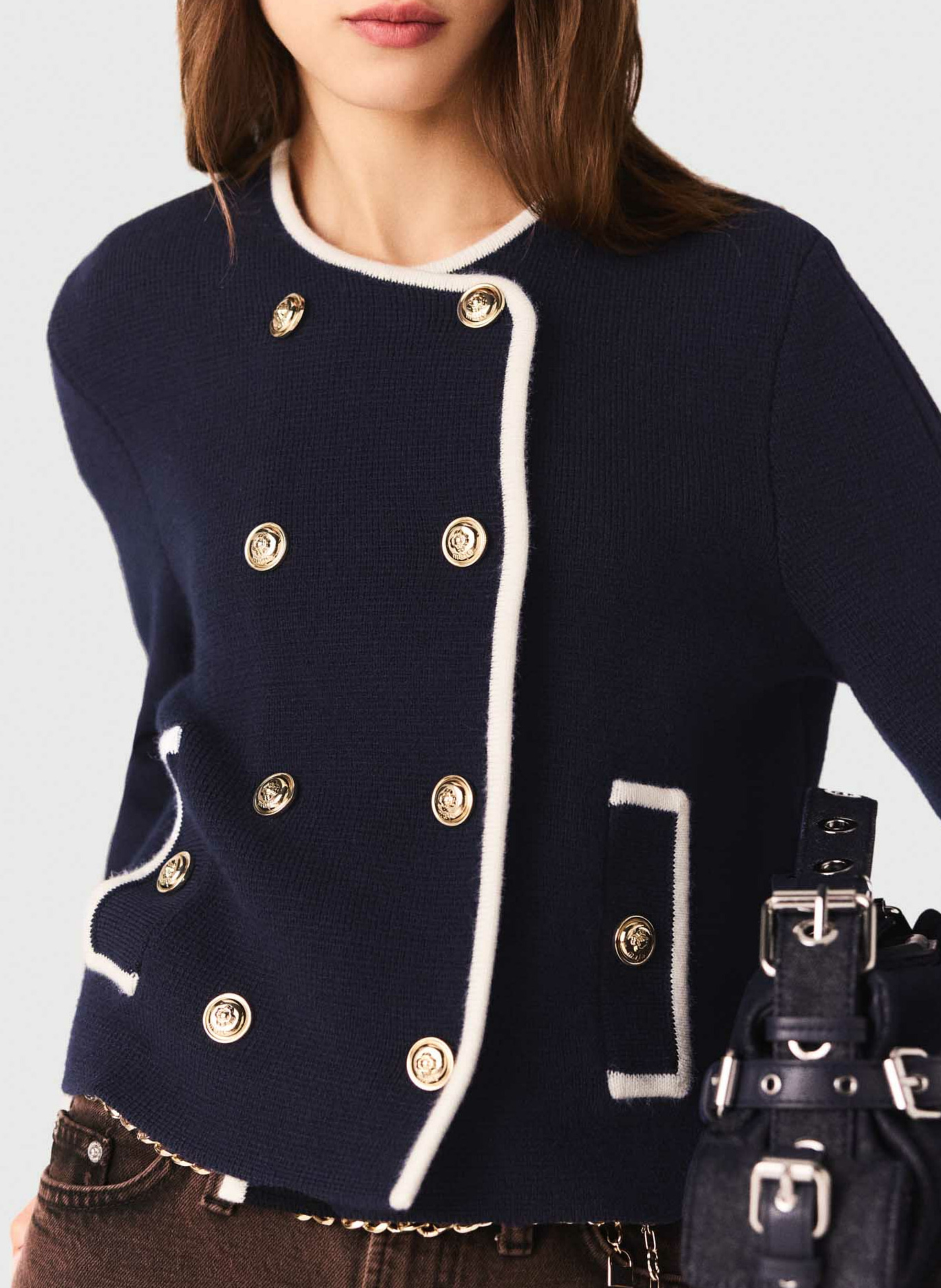 Cardigan col rond Bleu